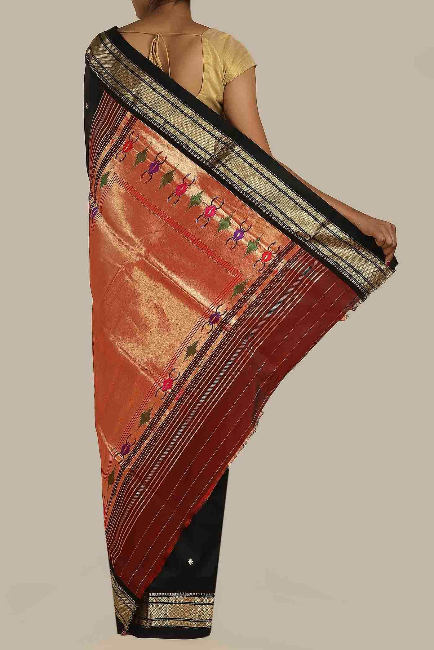 Black Maheshwari Silk Saree