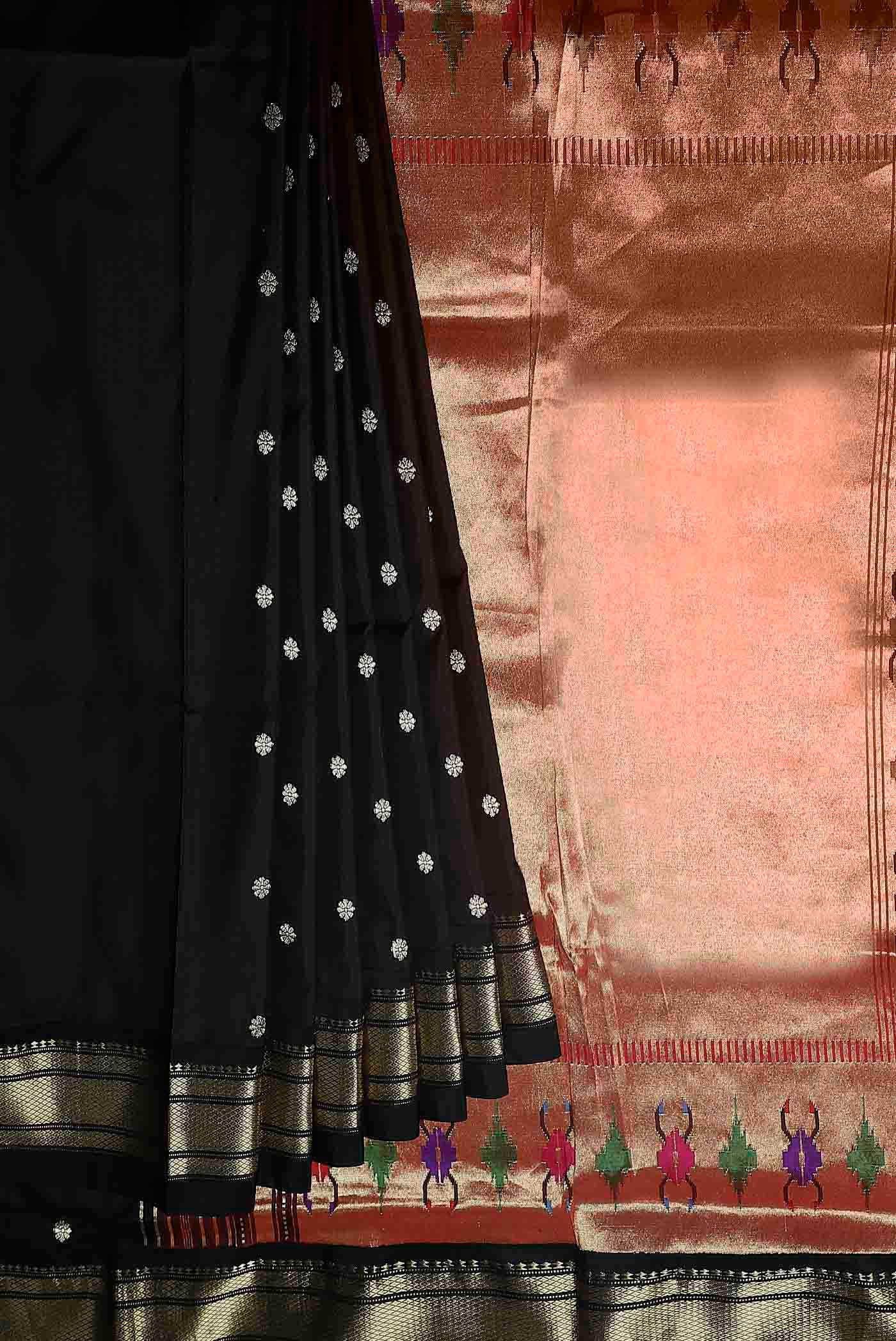 Black Maheshwari Silk Saree