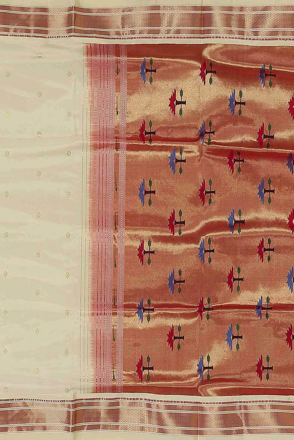 Off White Maheshwari Silk Saree