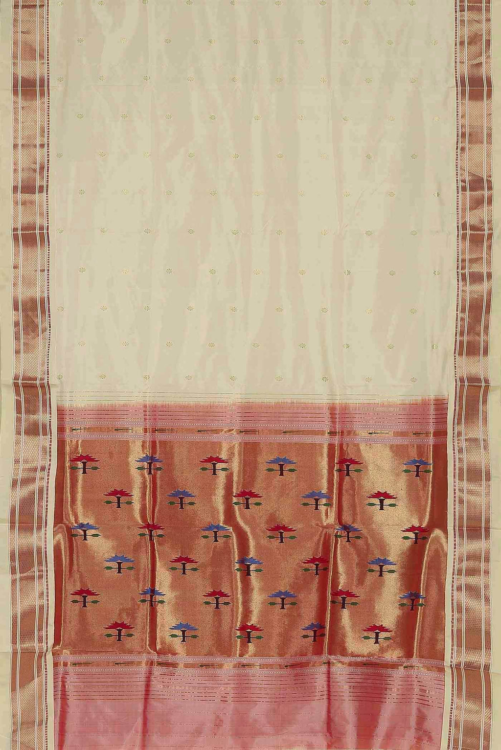 Off White Maheshwari Silk Saree
