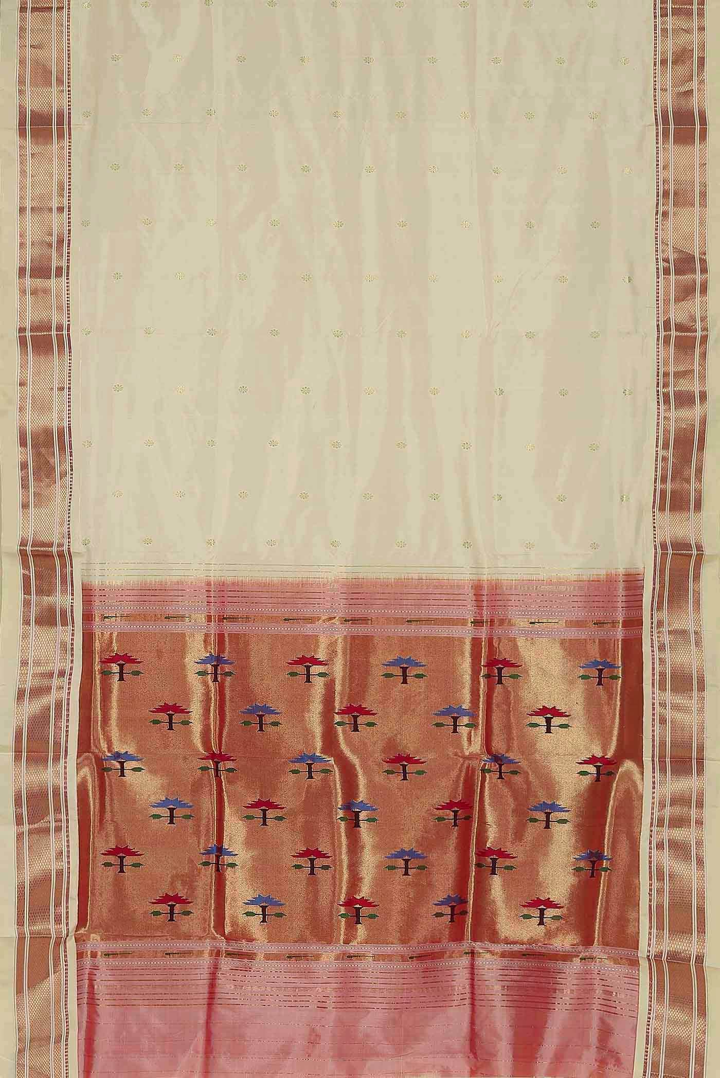 Off White Maheshwari Silk Saree