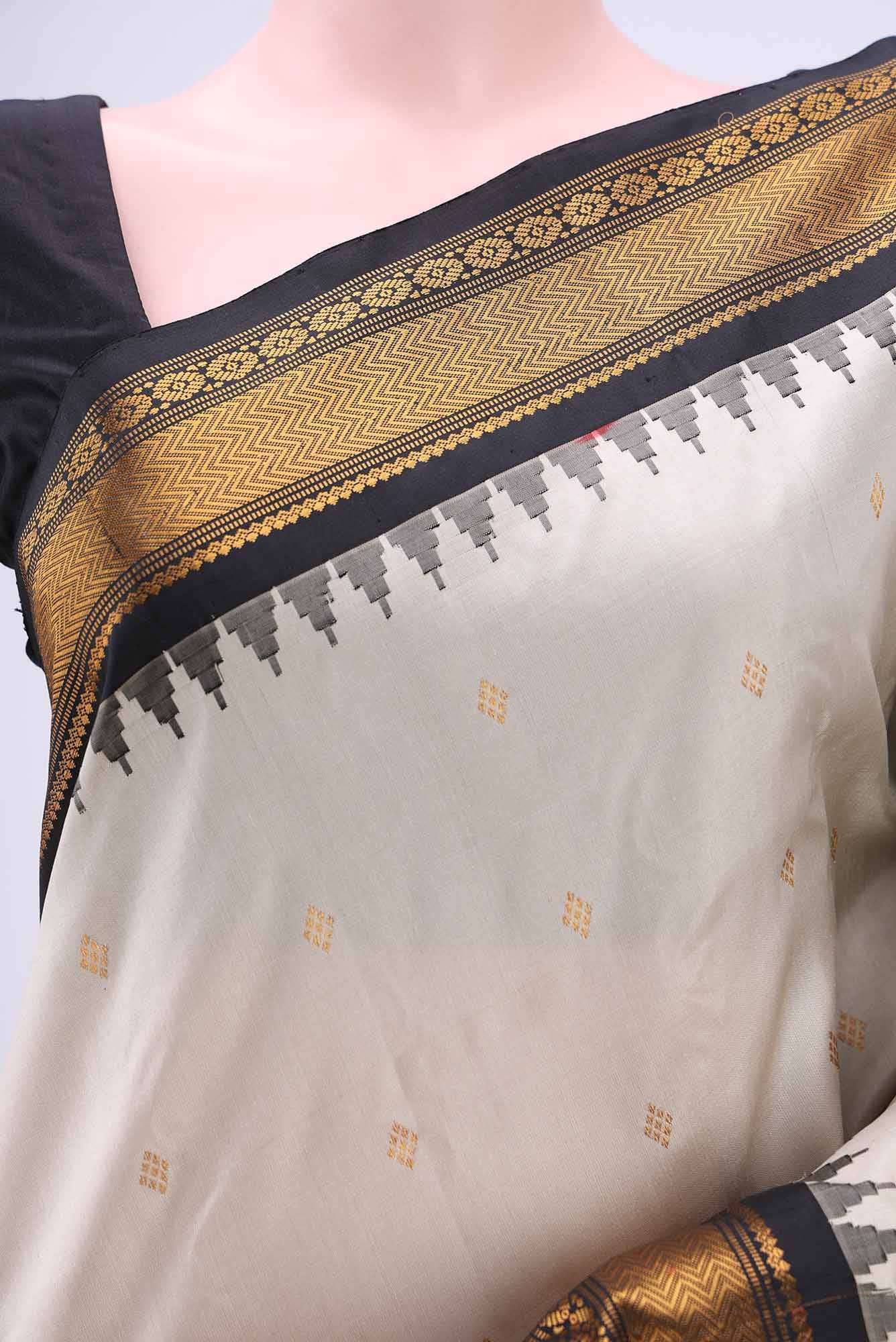 Off White Gadwal Silk Saree