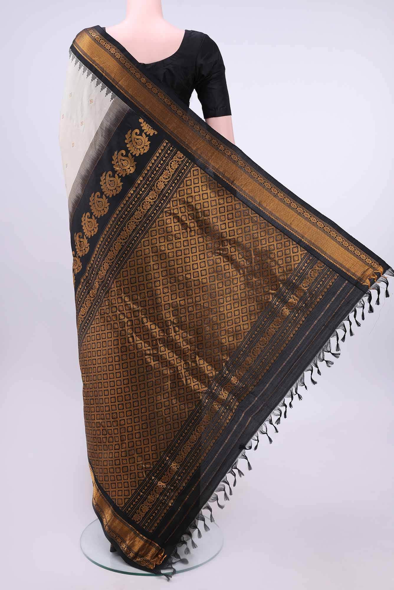 Off White Gadwal Silk Saree