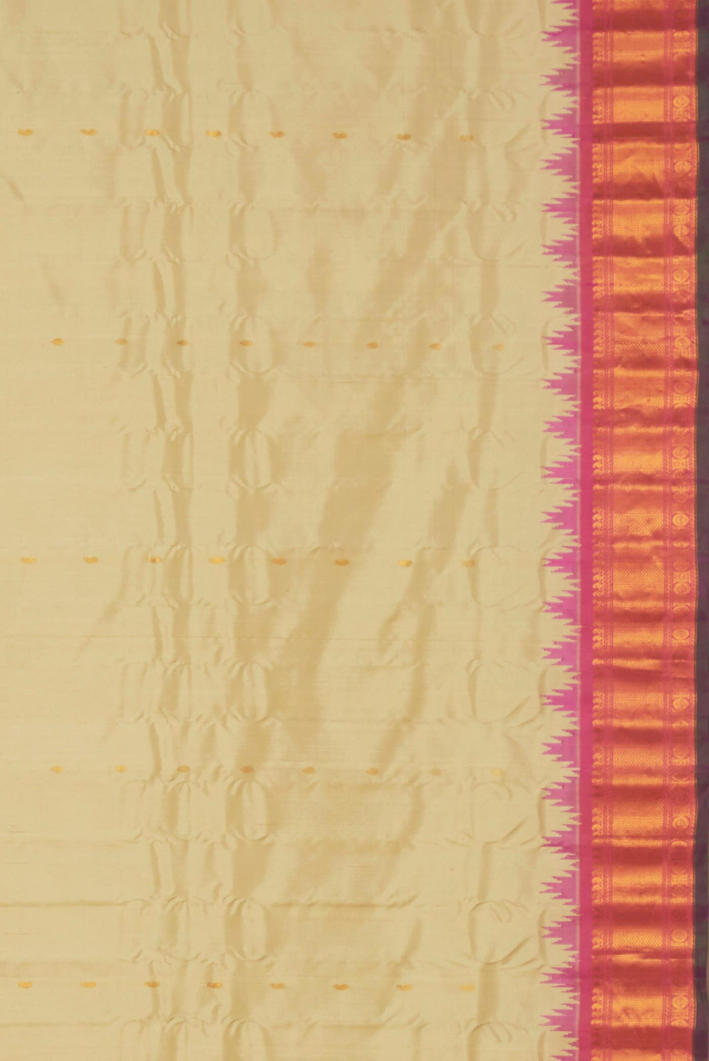 Cream Gadwal Silk Saree