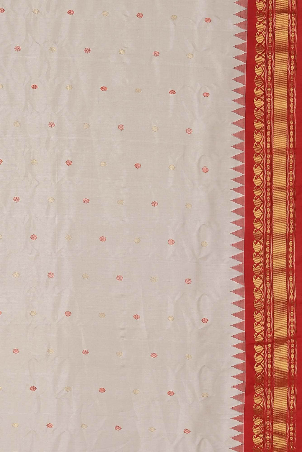 White Gadwal Silk Saree