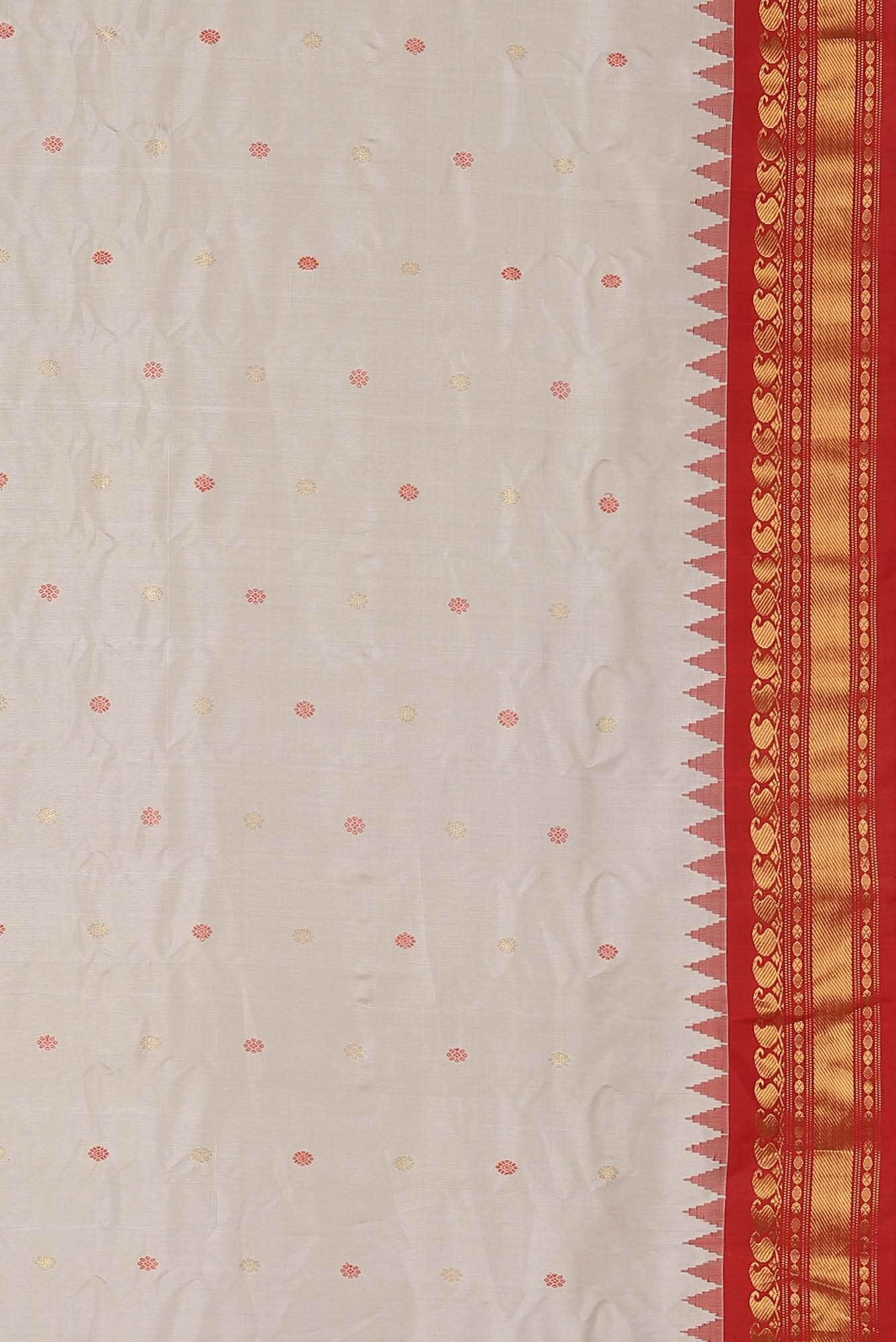 White Gadwal Silk Saree