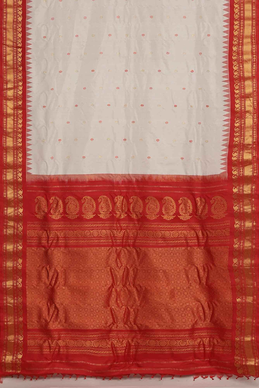 White Gadwal Silk Saree