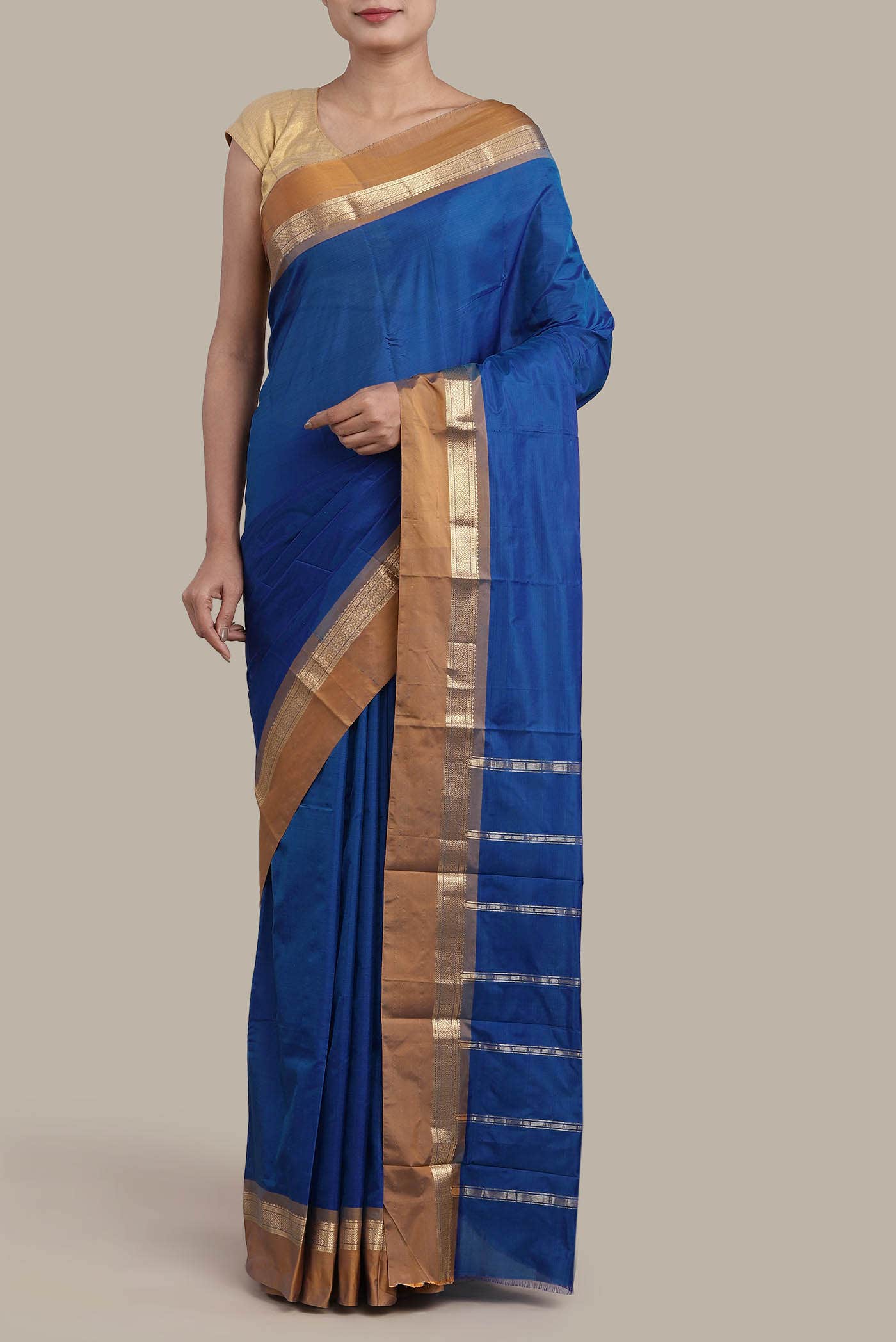 Blue Blended Bangalore Silk Saree