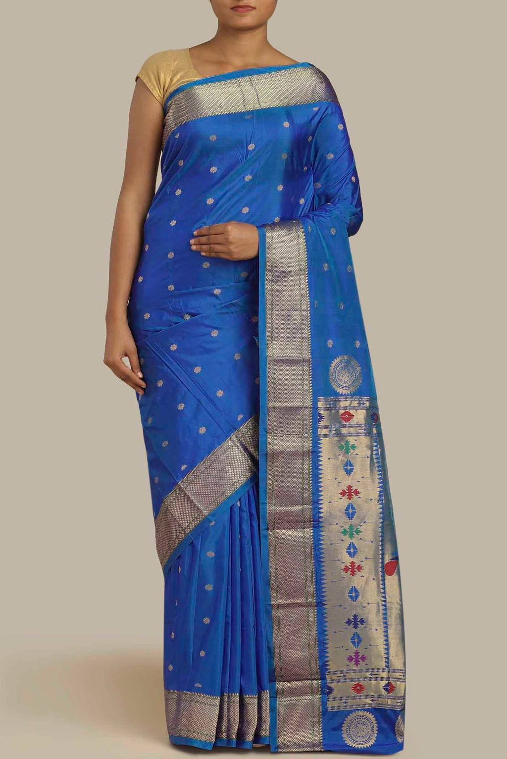 Blue Blended Bangalore Silk Saree