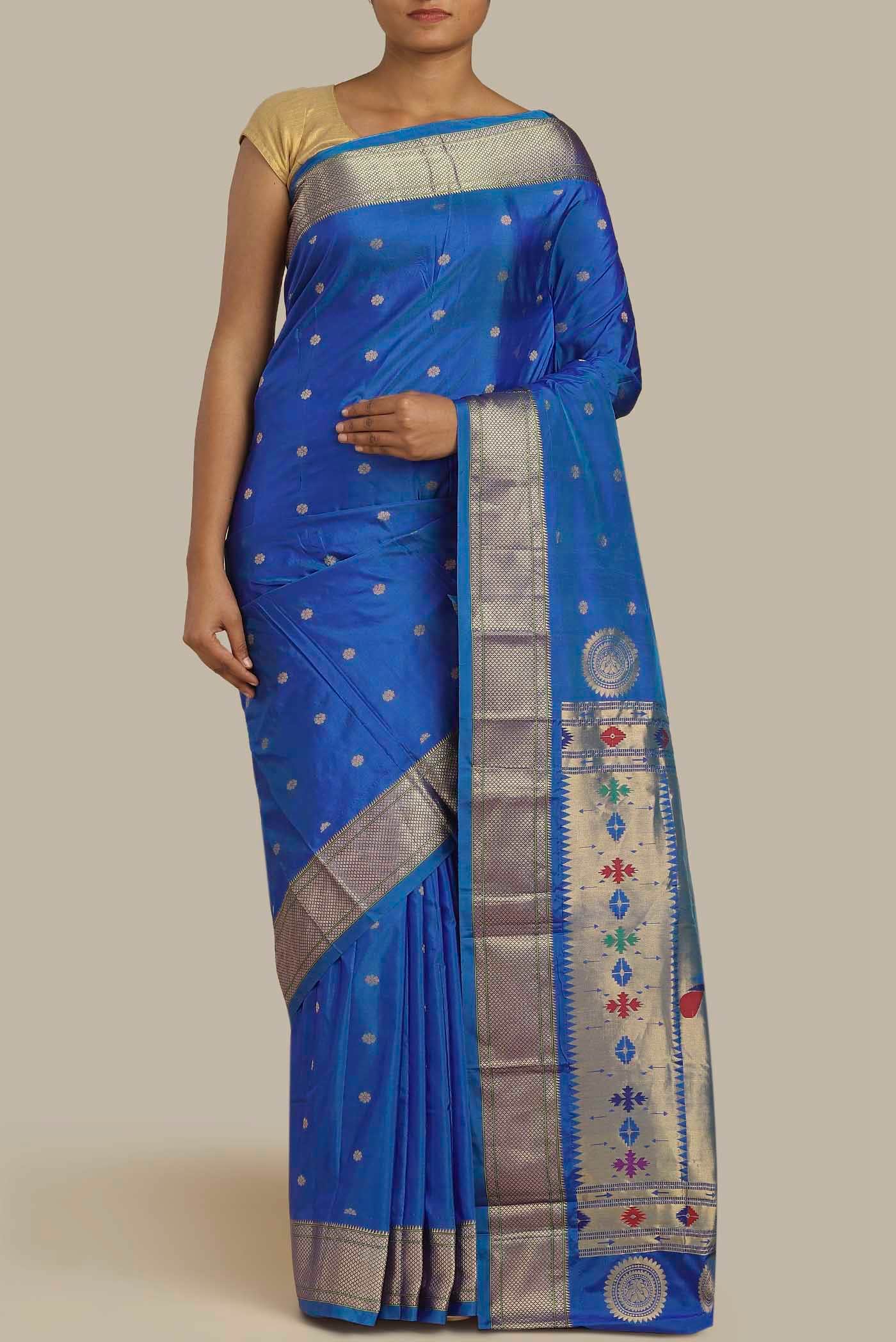 Blue Blended Bangalore Silk Saree