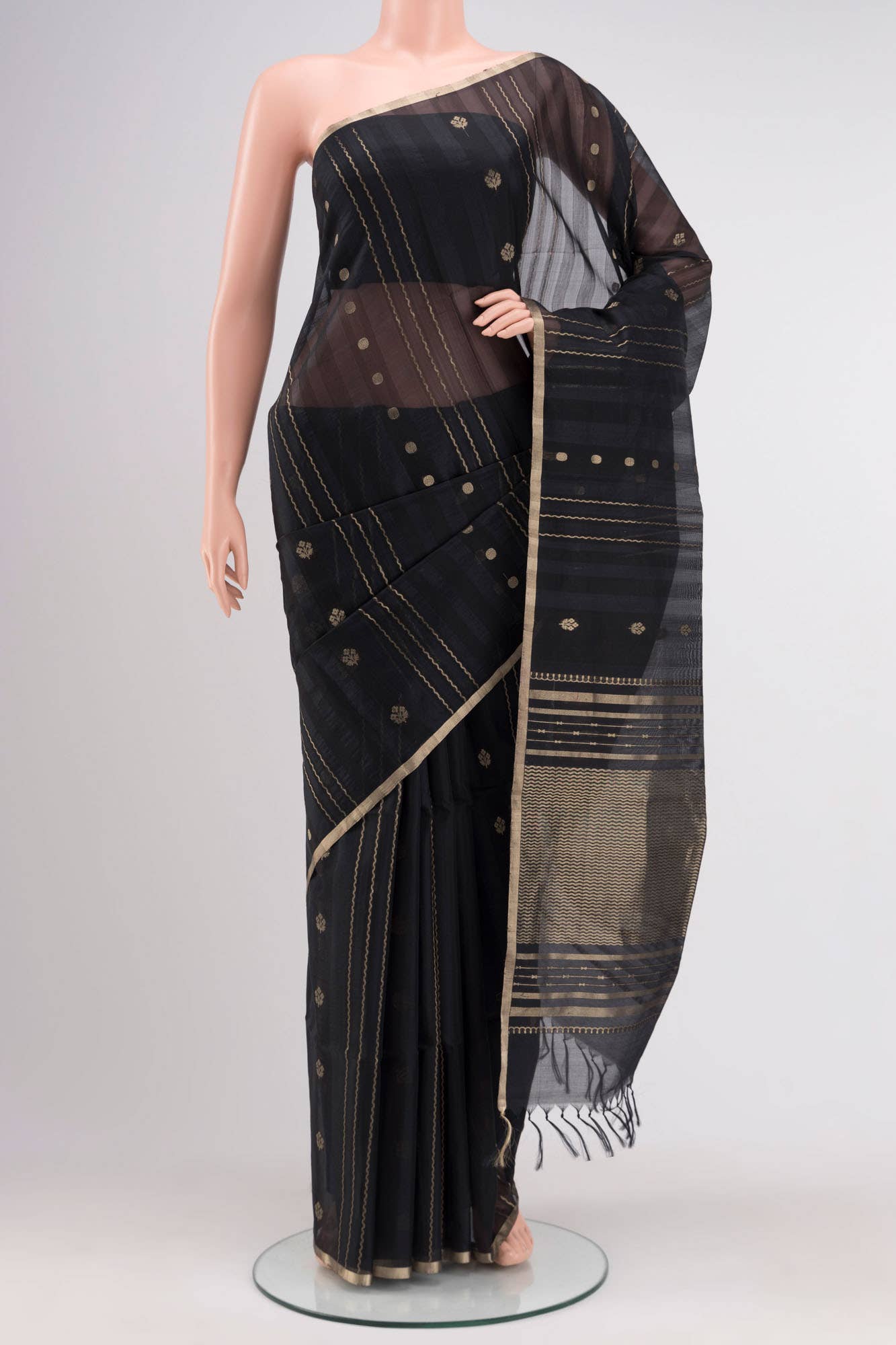 Black Kora Cotton Saree