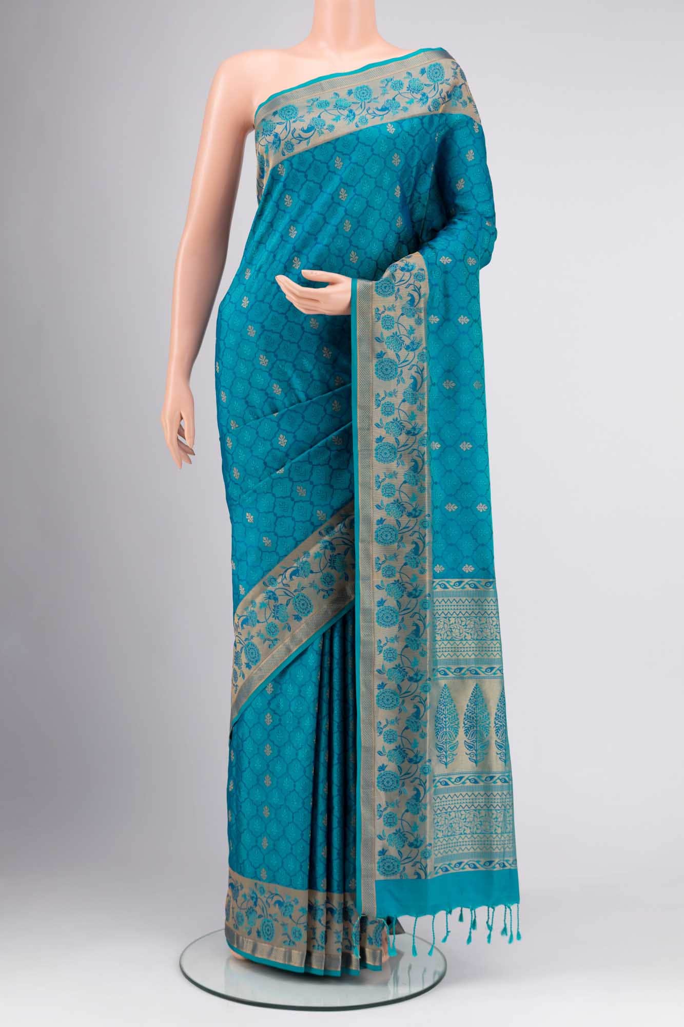 BUE WITH DARK BLUE Dual Tone Soft Silk Saree