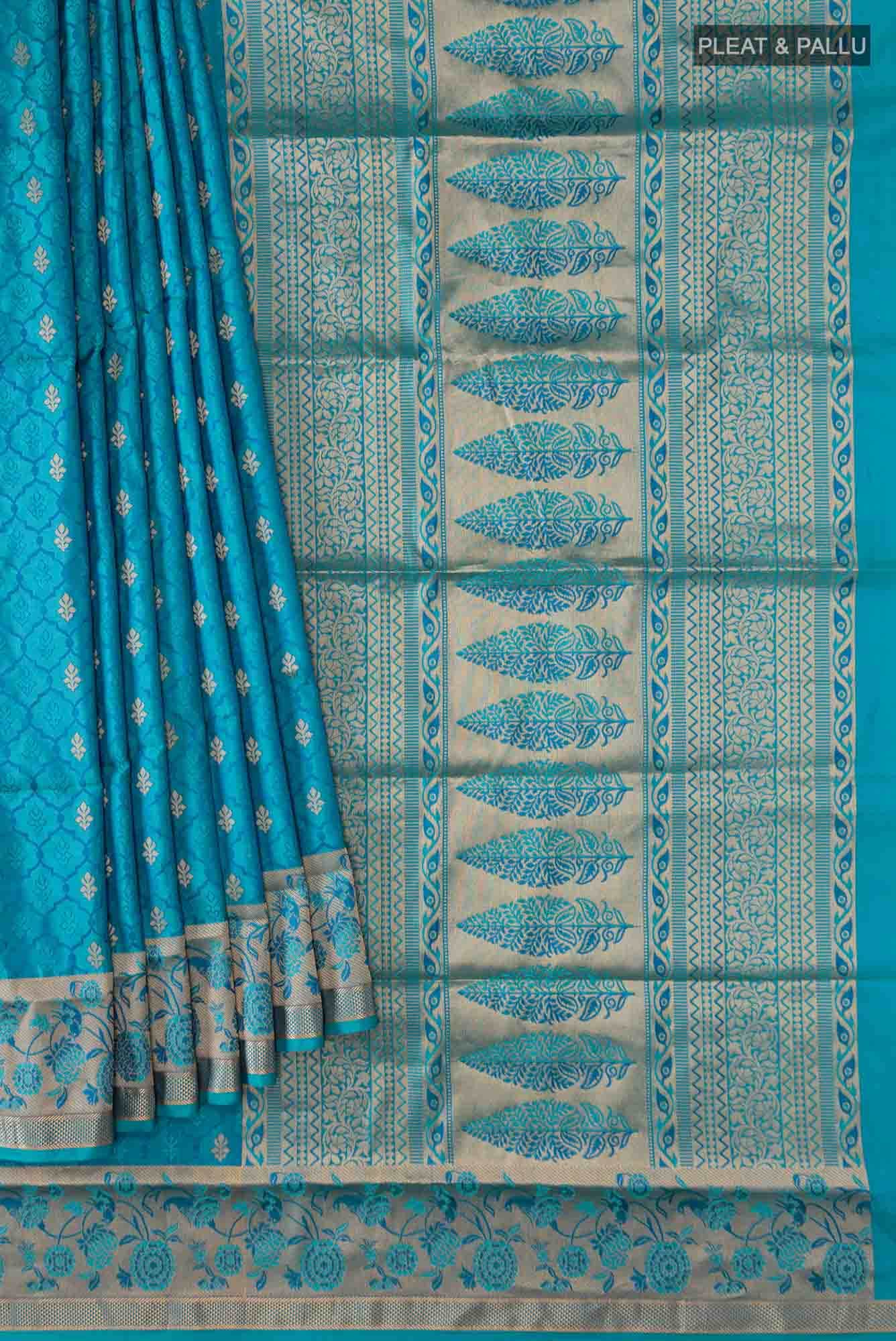 BUE WITH DARK BLUE Dual Tone Soft Silk Saree