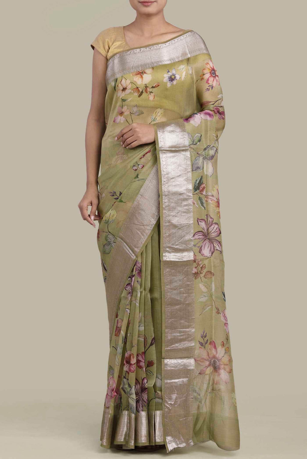 Green Organza Silk Saree