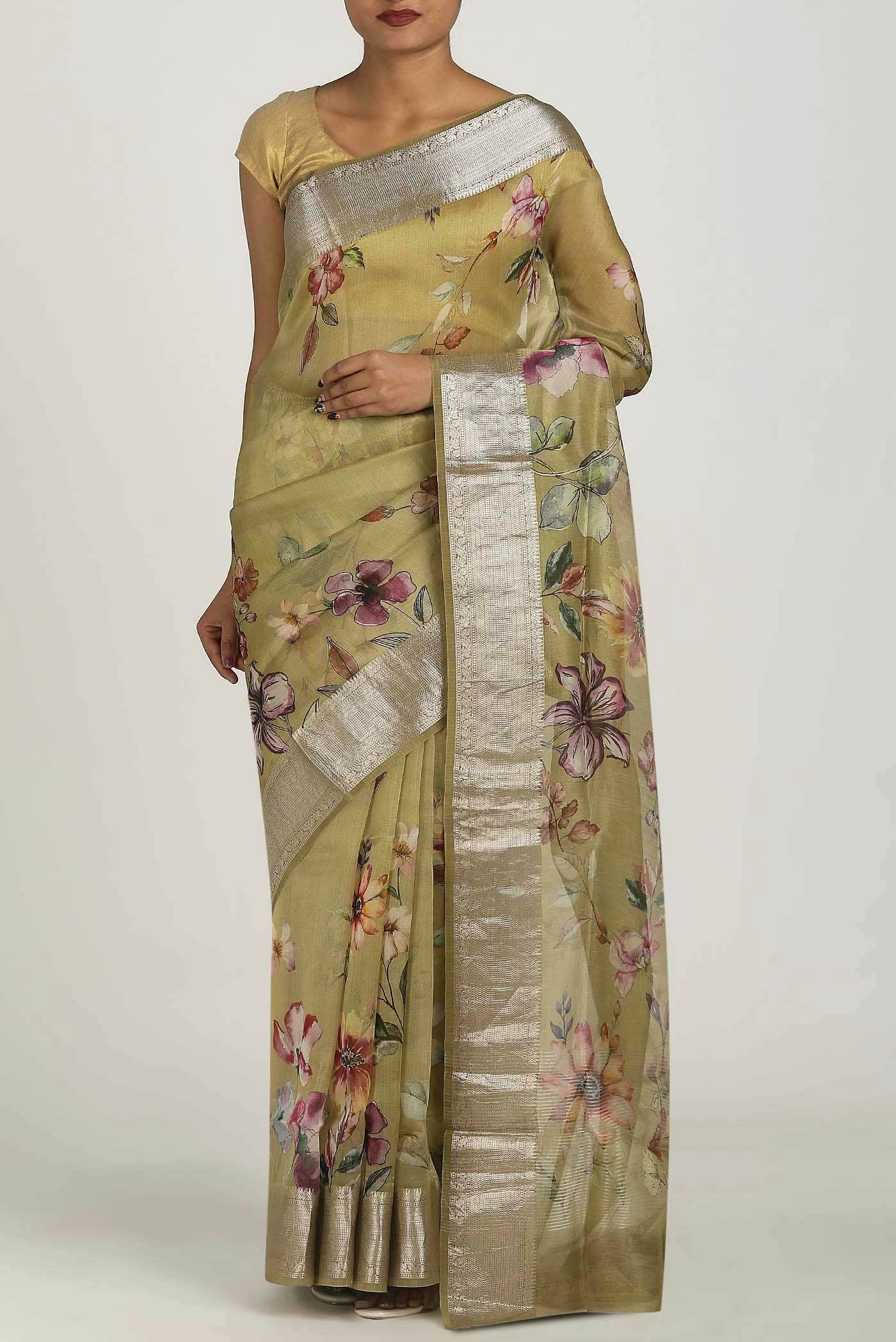 Green Organza Silk Saree