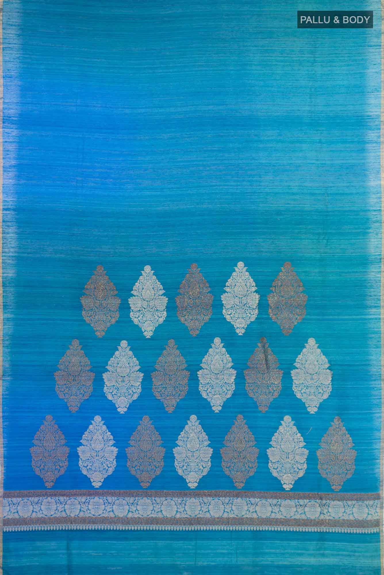 Dark Blue Banarasi Tussar Silk Saree