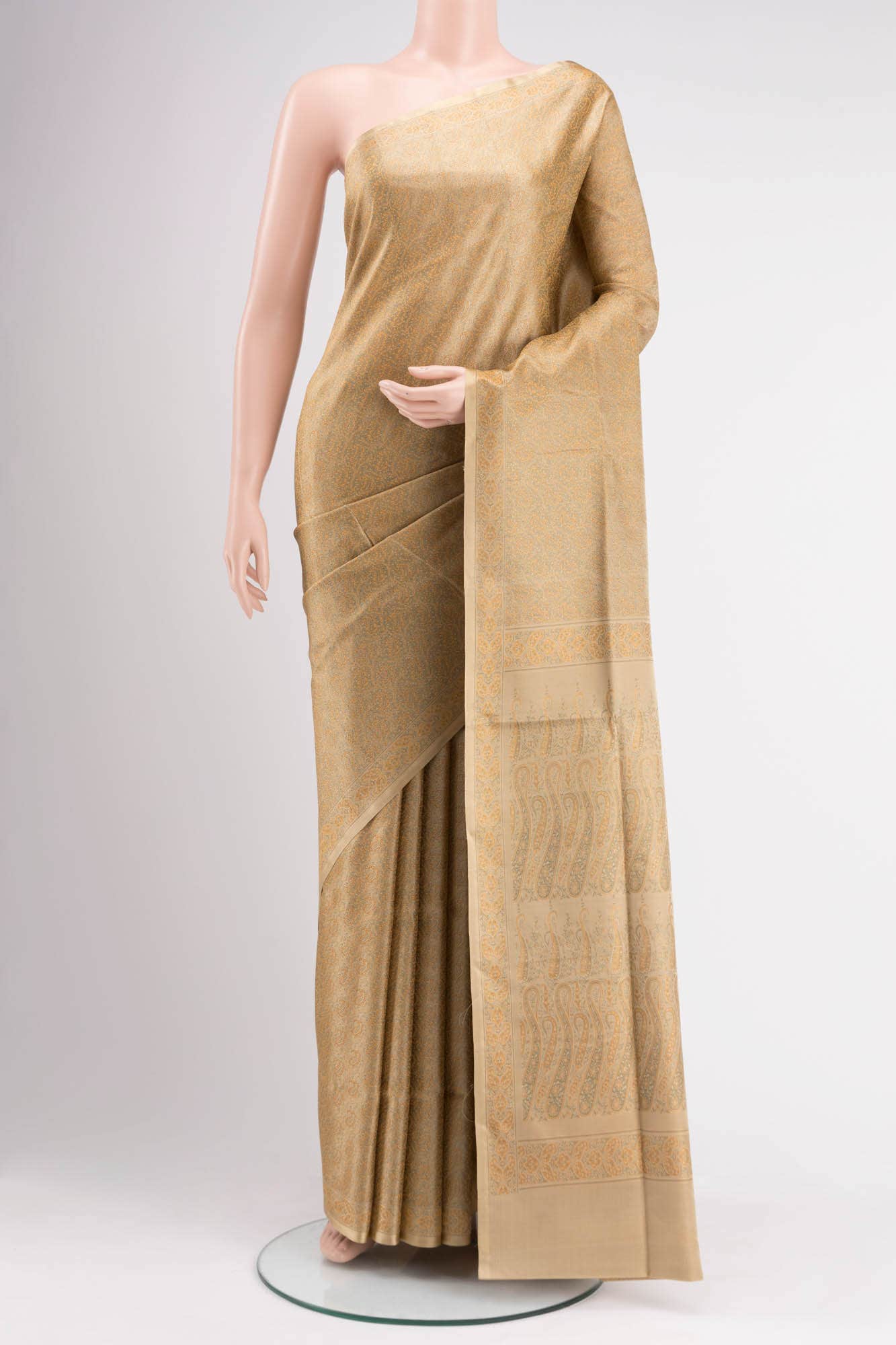 Golden Banarasi Tanchoi Silk Saree