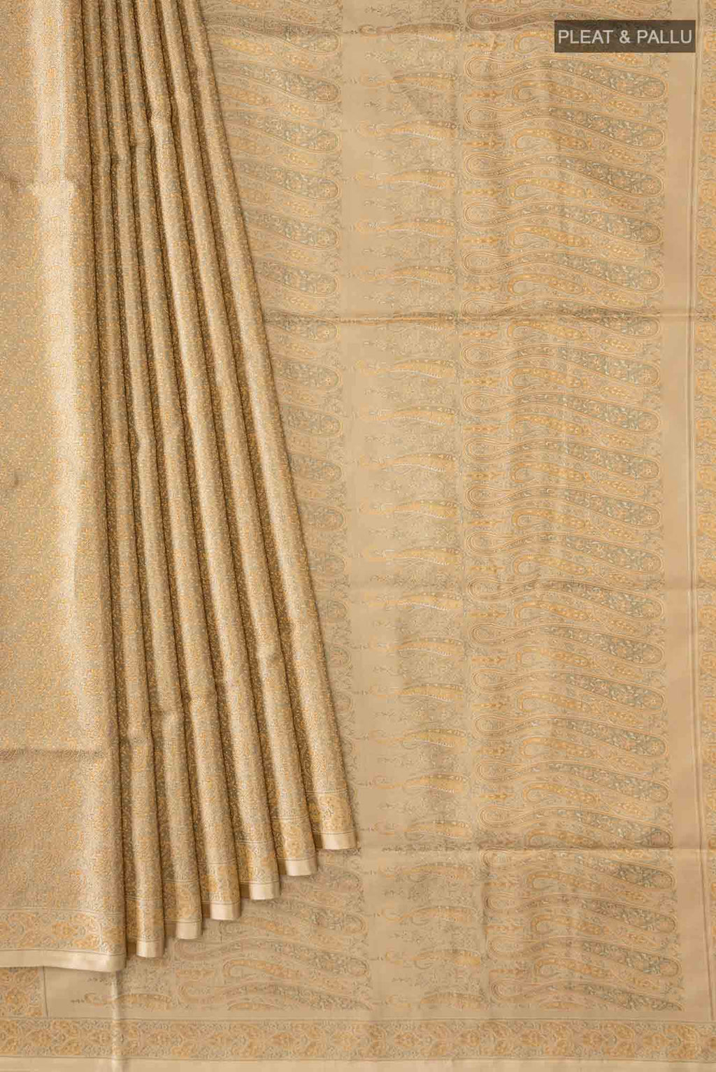 Golden Banarasi Tanchoi Silk Saree