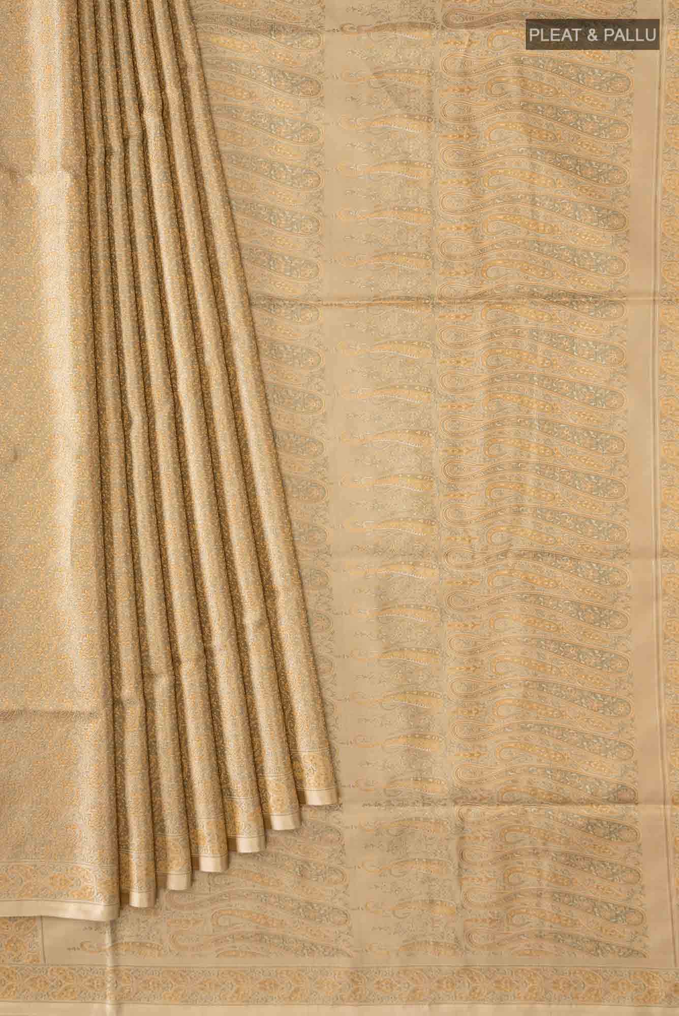 Golden Banarasi Tanchoi Silk Saree