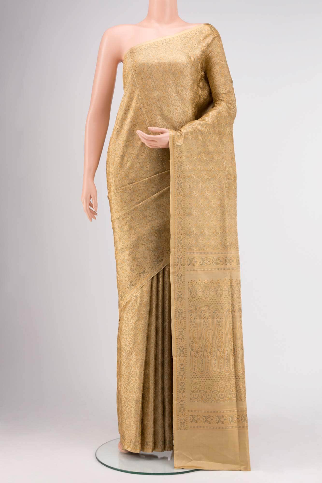 Golden Banarasi Tanchoi Silk Saree