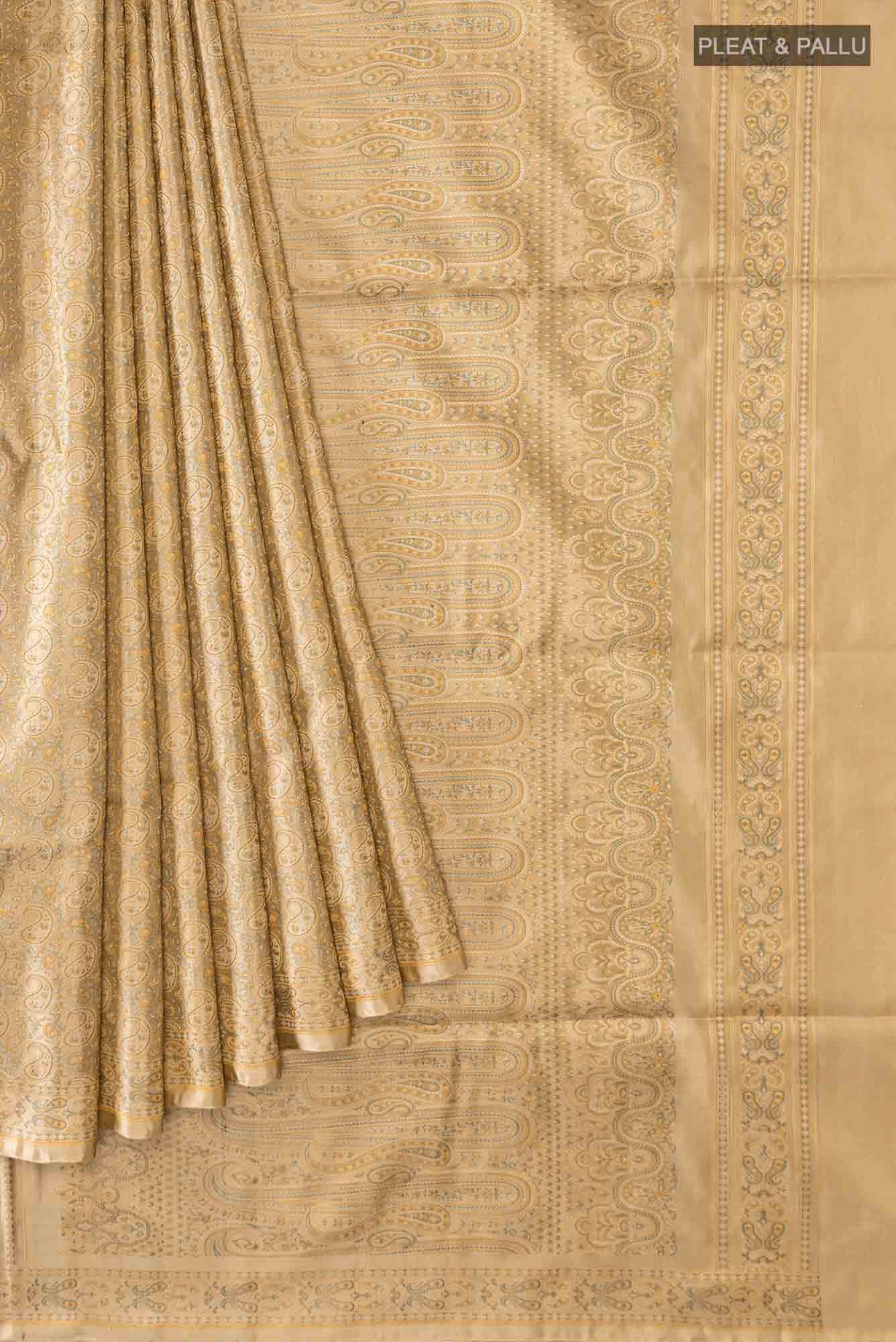 Golden Banarasi Tanchoi Silk Saree