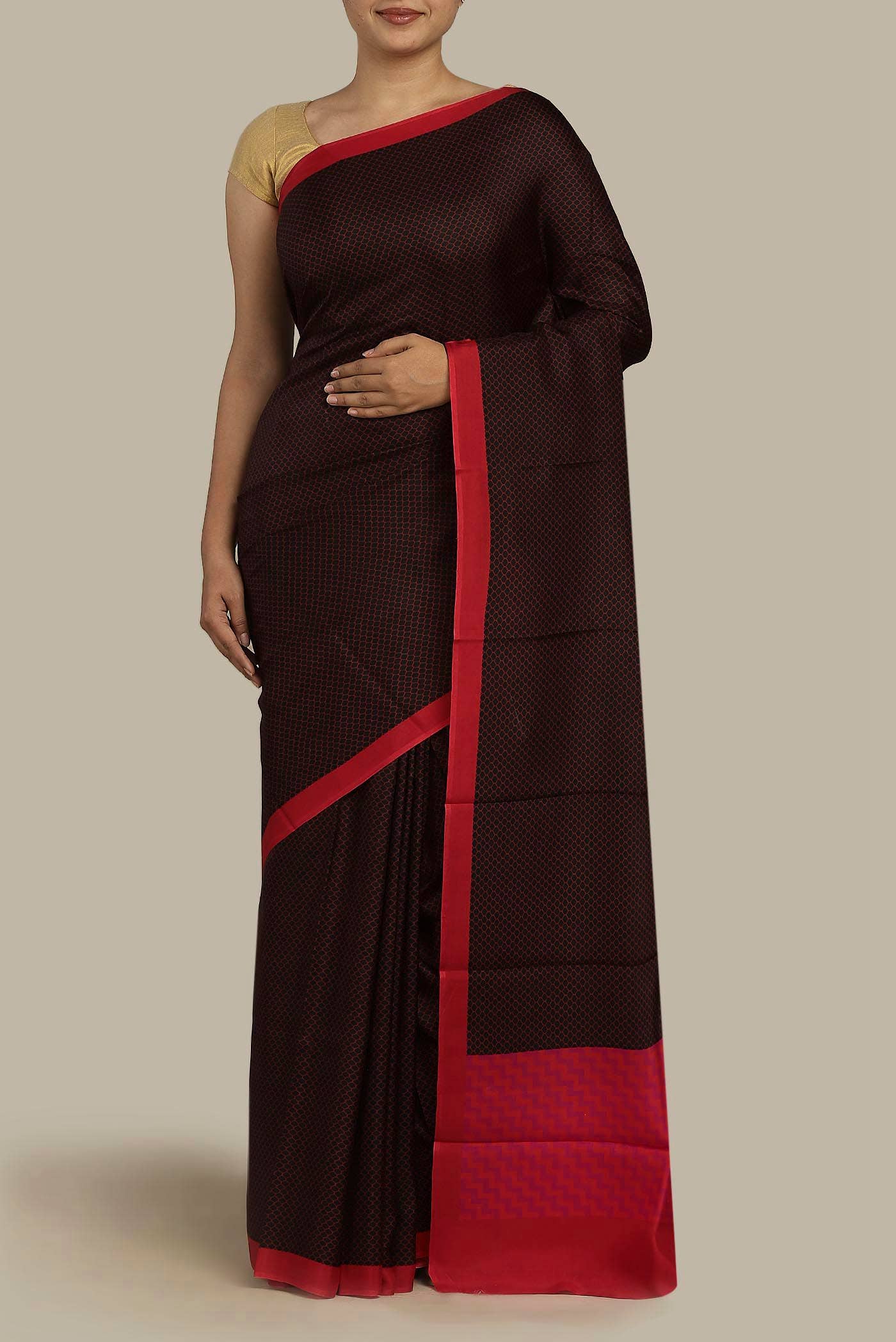 Black Printed Silk Saree