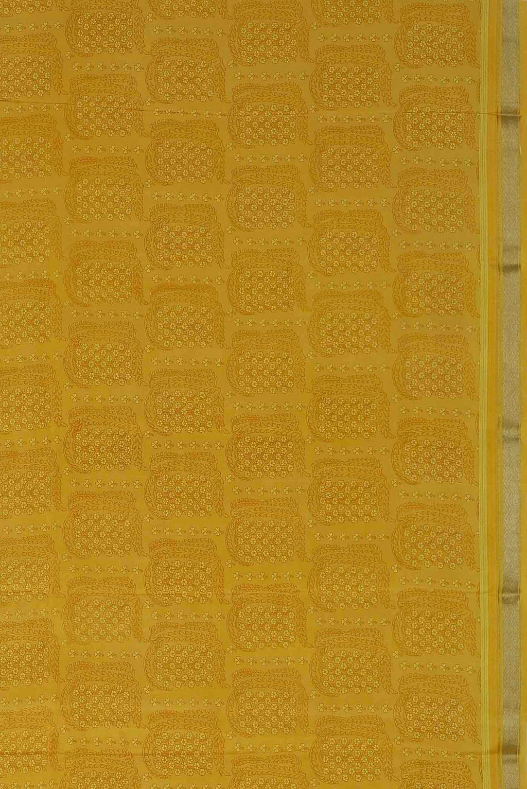 Yellow Mysore Crepe Saree