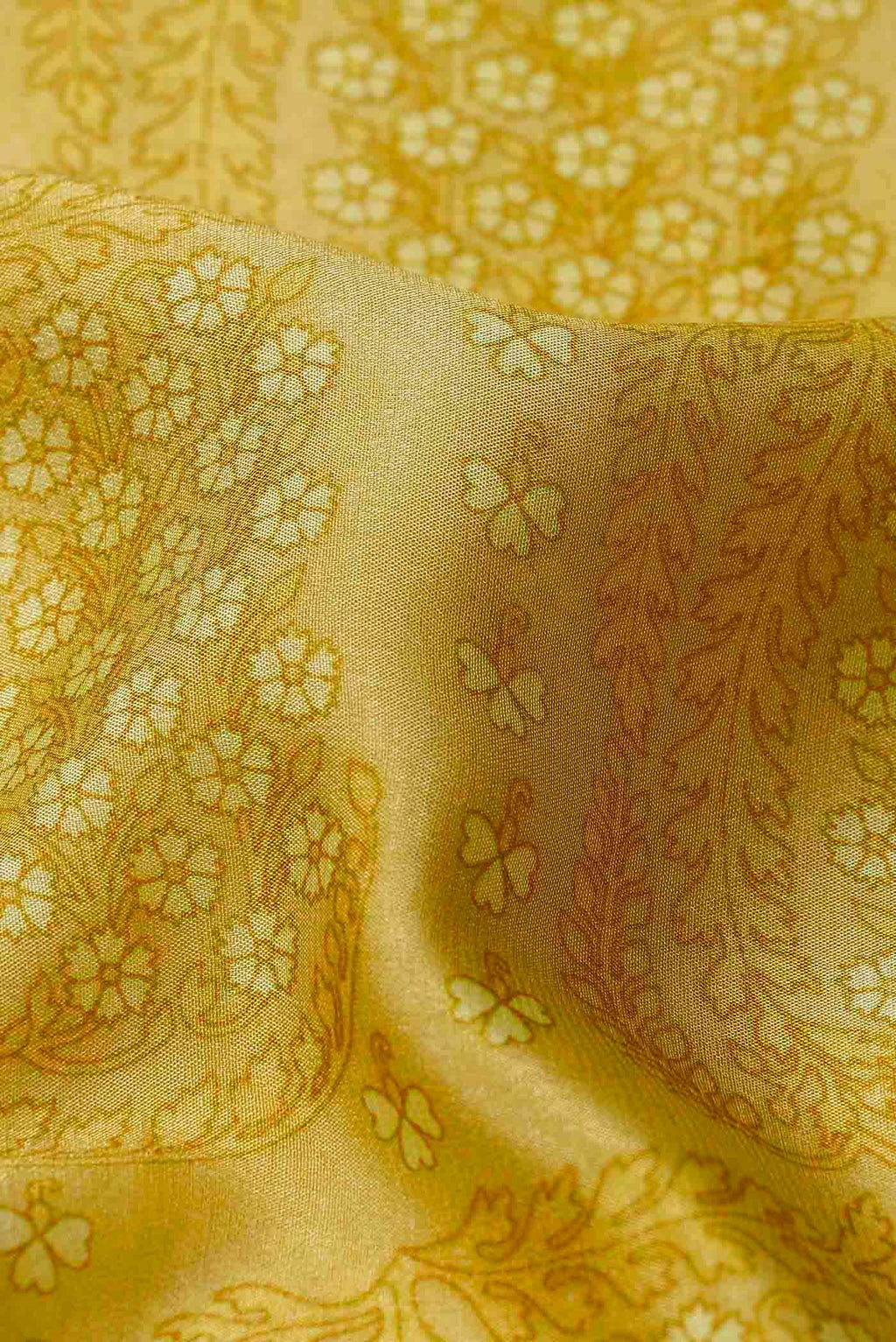 Yellow Mysore Crepe Saree