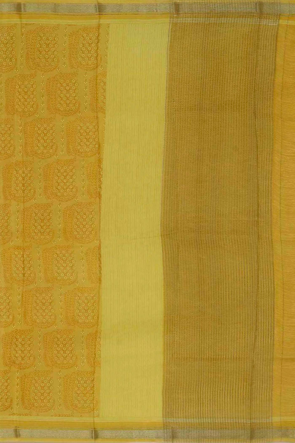 Yellow Mysore Crepe Saree