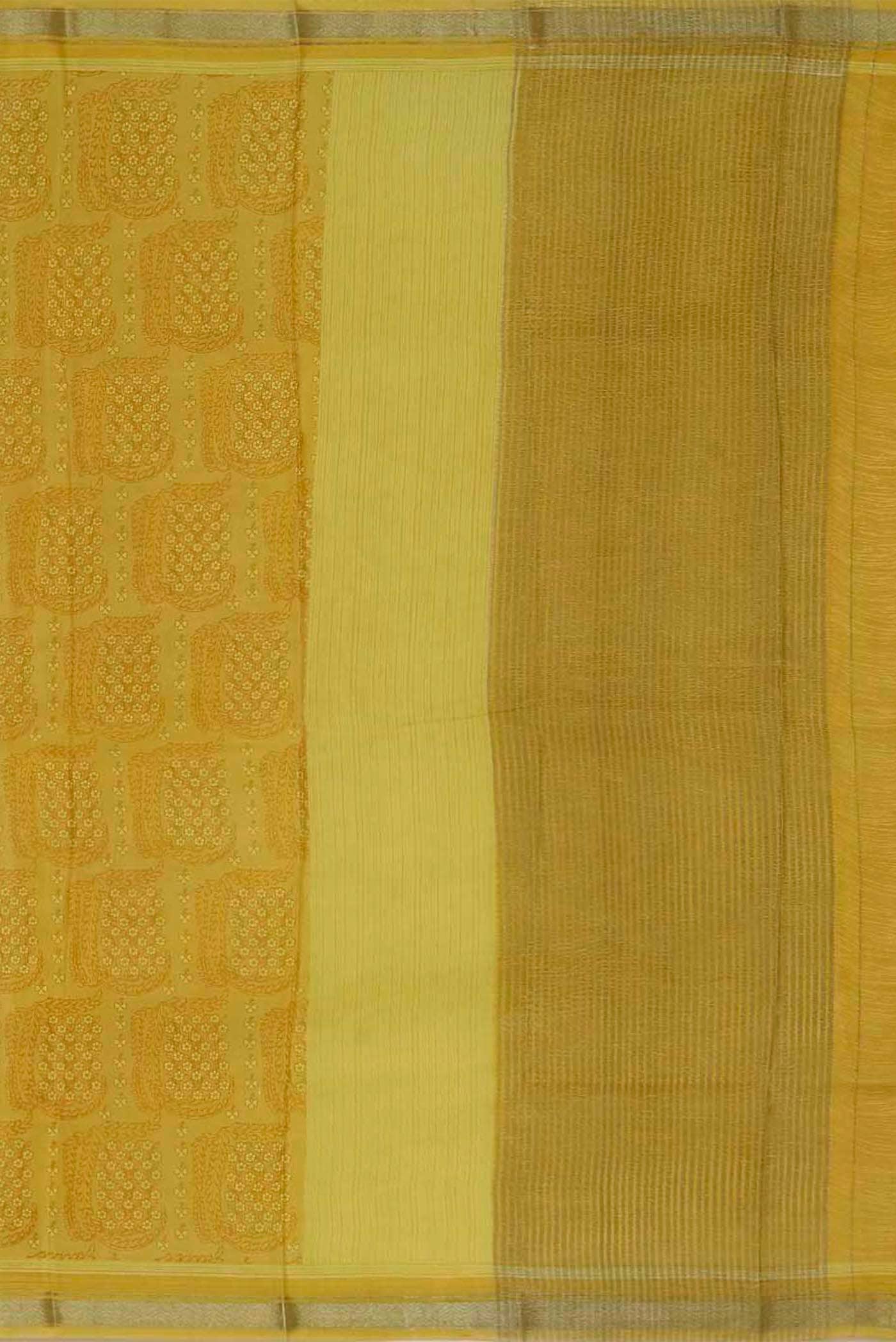 Yellow Mysore Crepe Saree