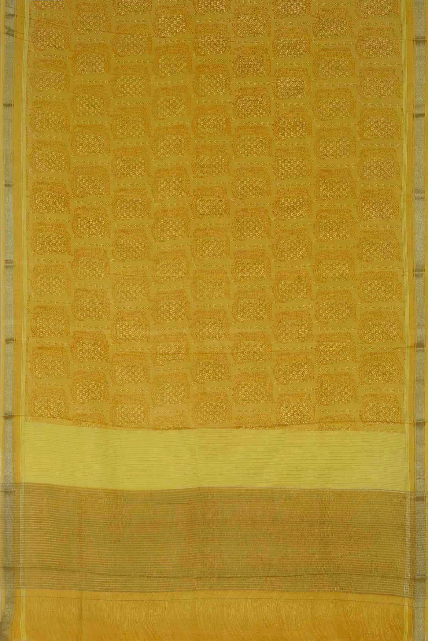 Yellow Mysore Crepe Saree