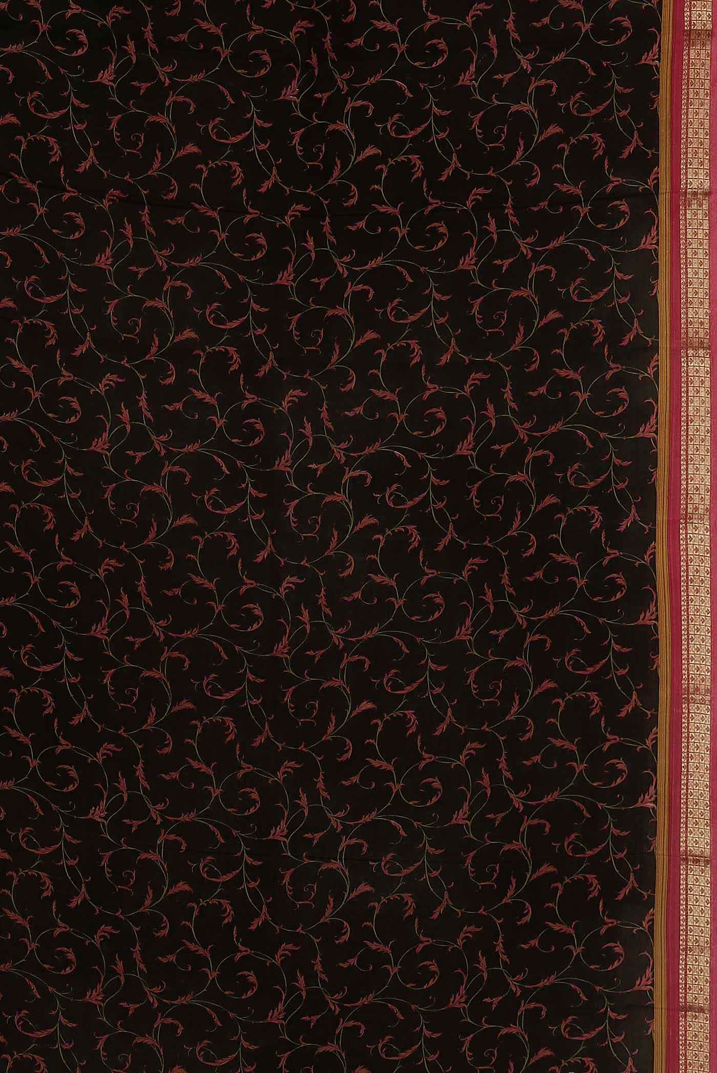 Black Mysore Crepe Saree