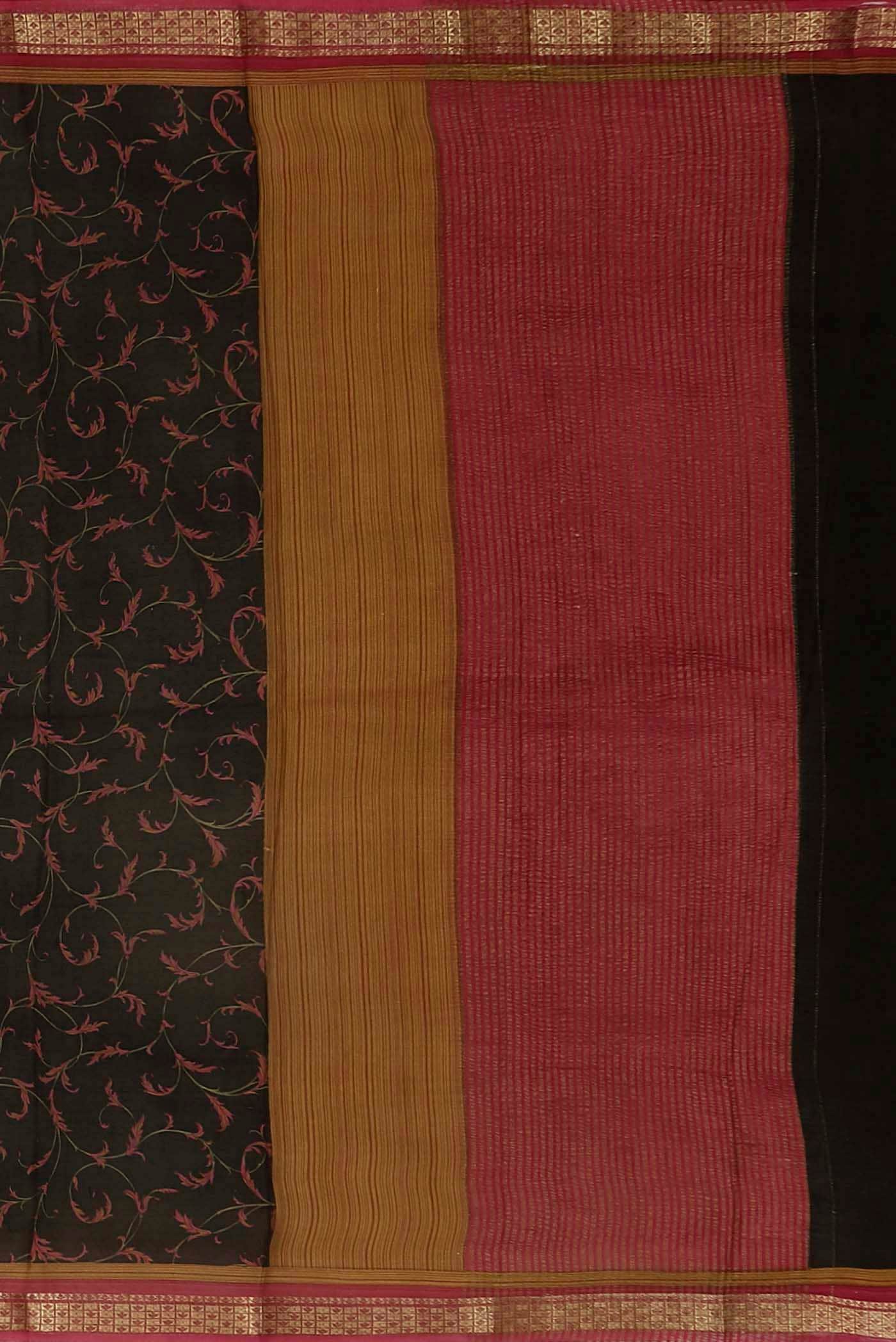 Black Mysore Crepe Saree