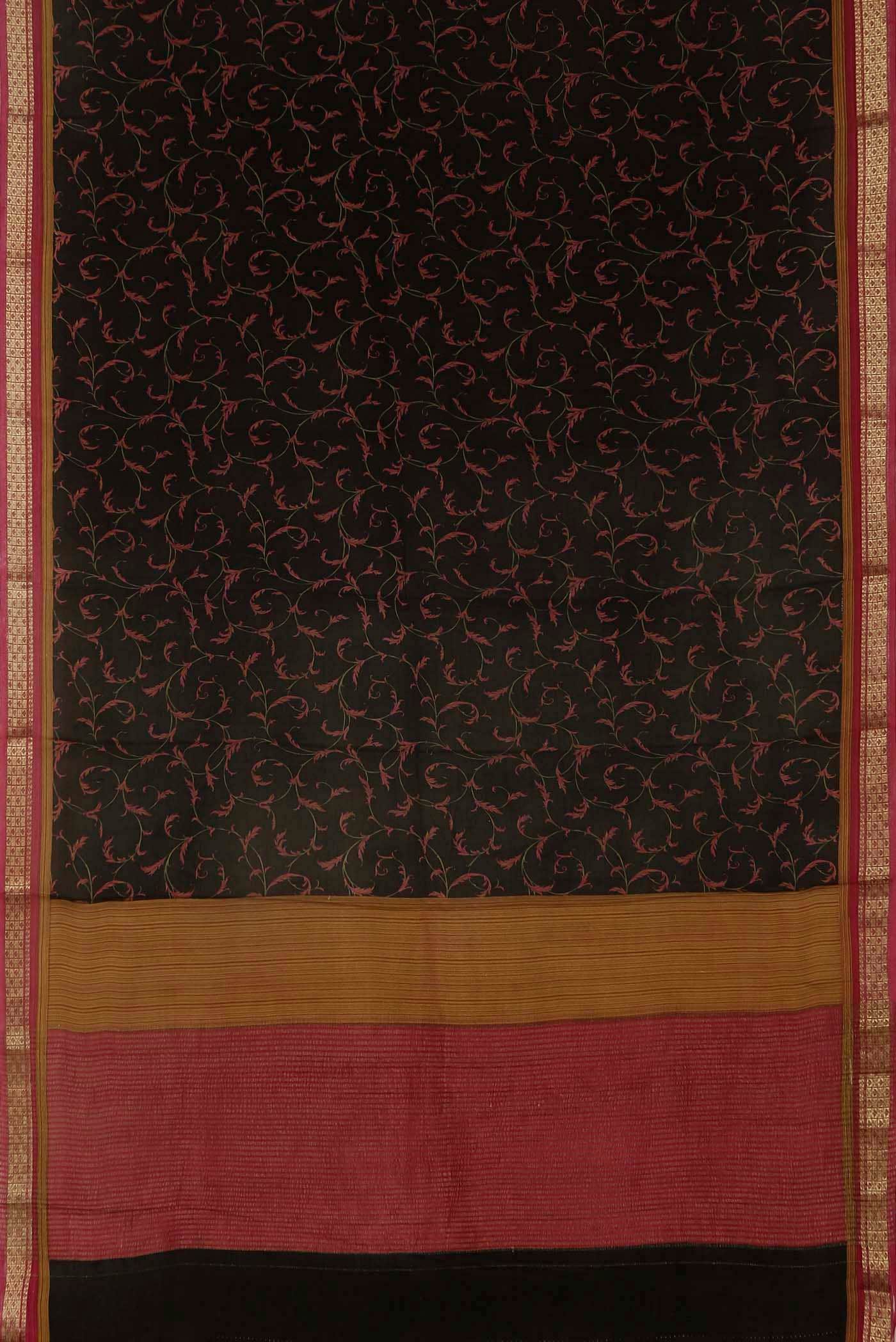 Black Mysore Crepe Saree