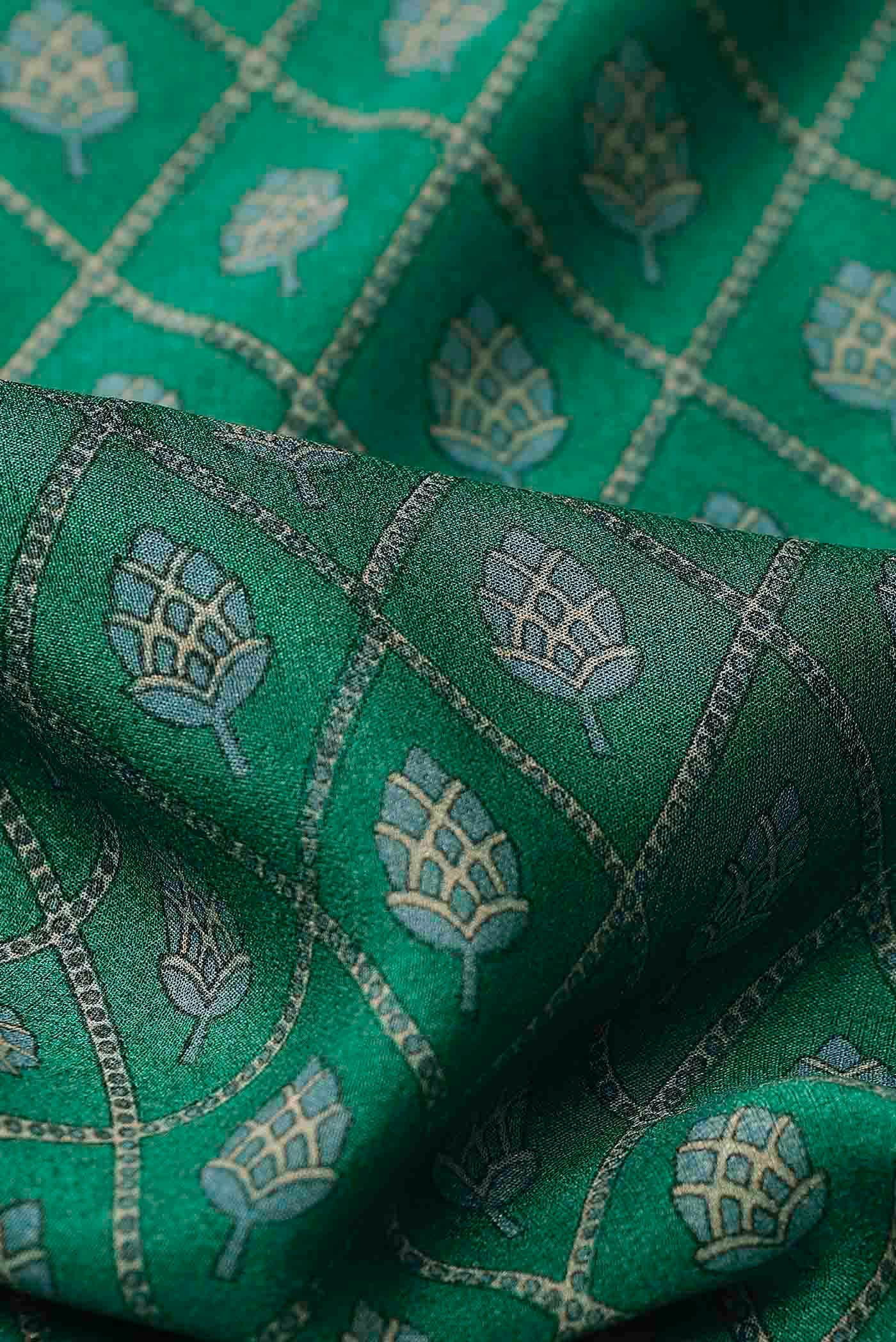 Green Mysore Crepe Saree