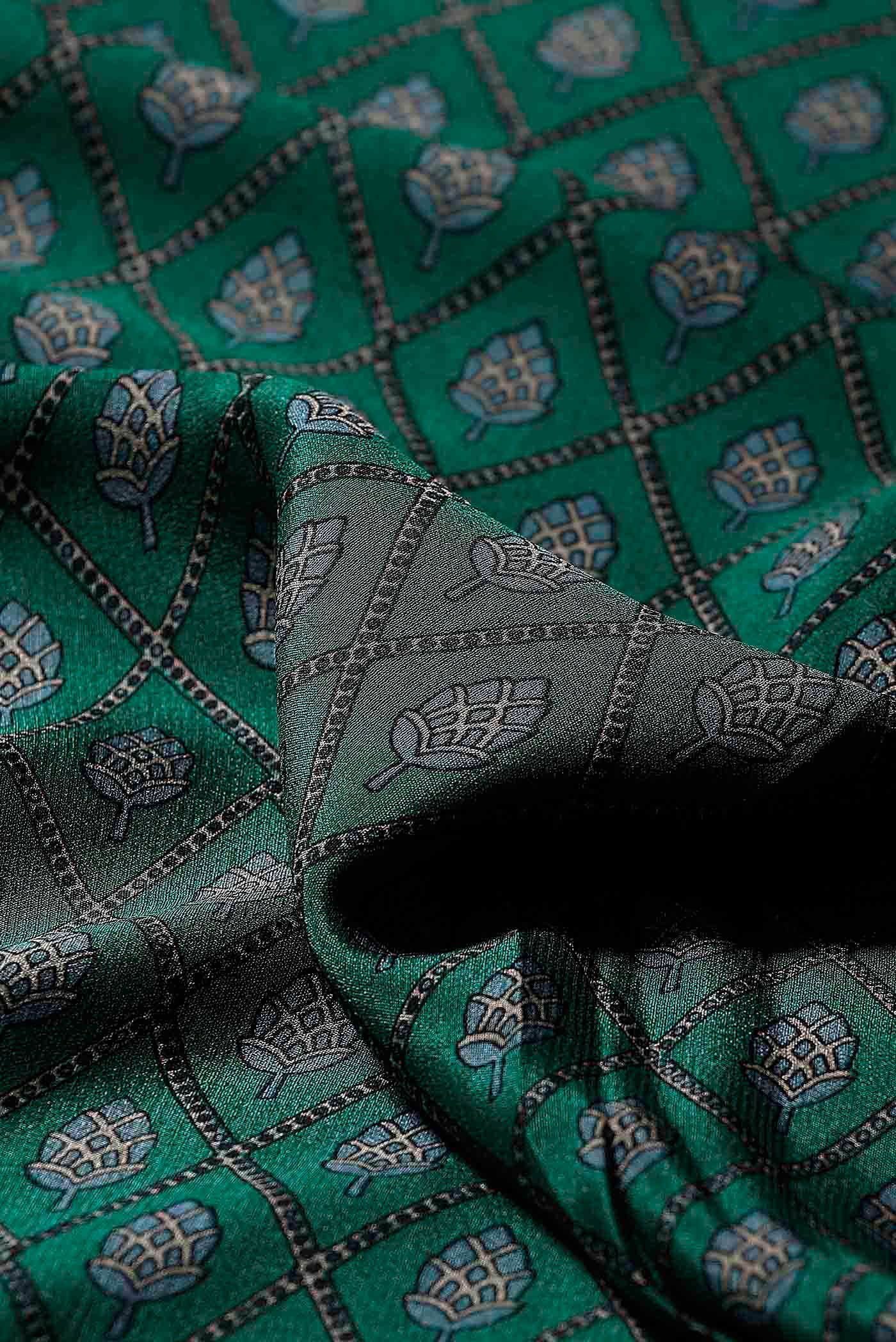 Green Mysore Crepe Saree