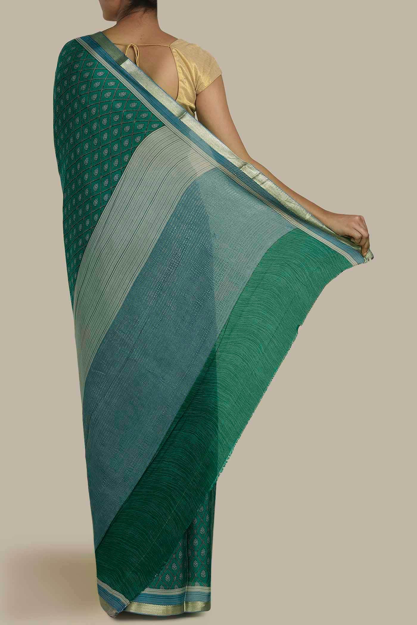 Green Mysore Crepe Saree