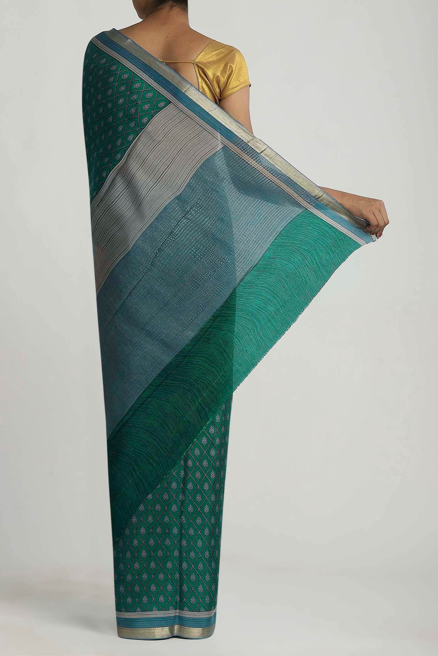 Green Mysore Crepe Saree