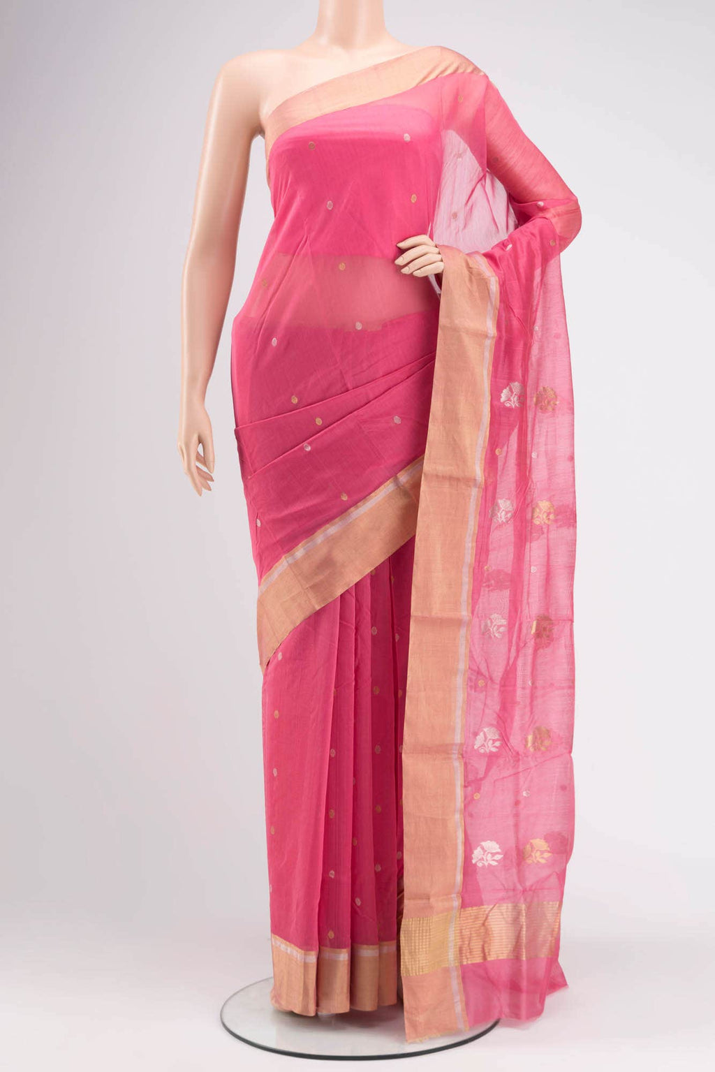 Pink Chanderi Silk Cotton Saree