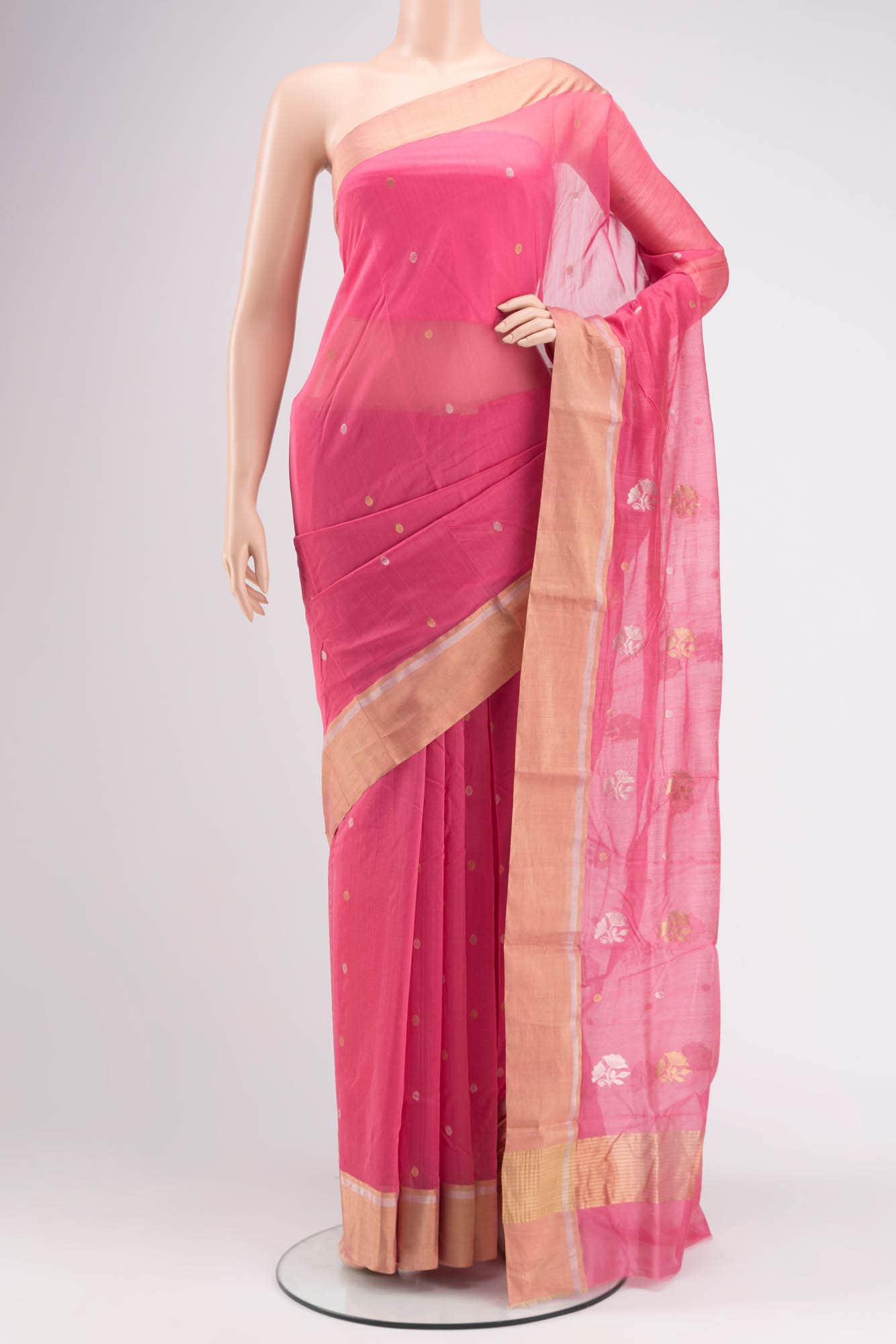 Pink Chanderi Silk Cotton Saree