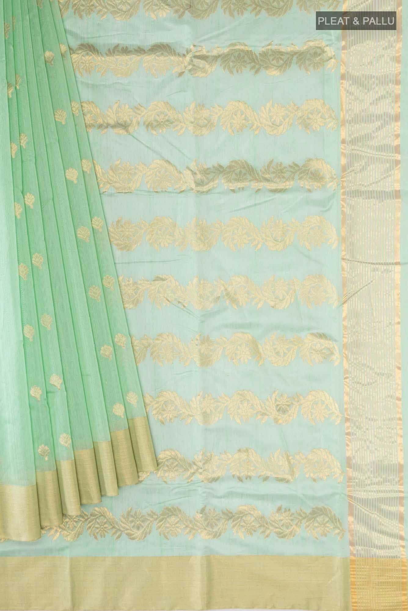 Sea Green Chanderi Silk Cotton Saree