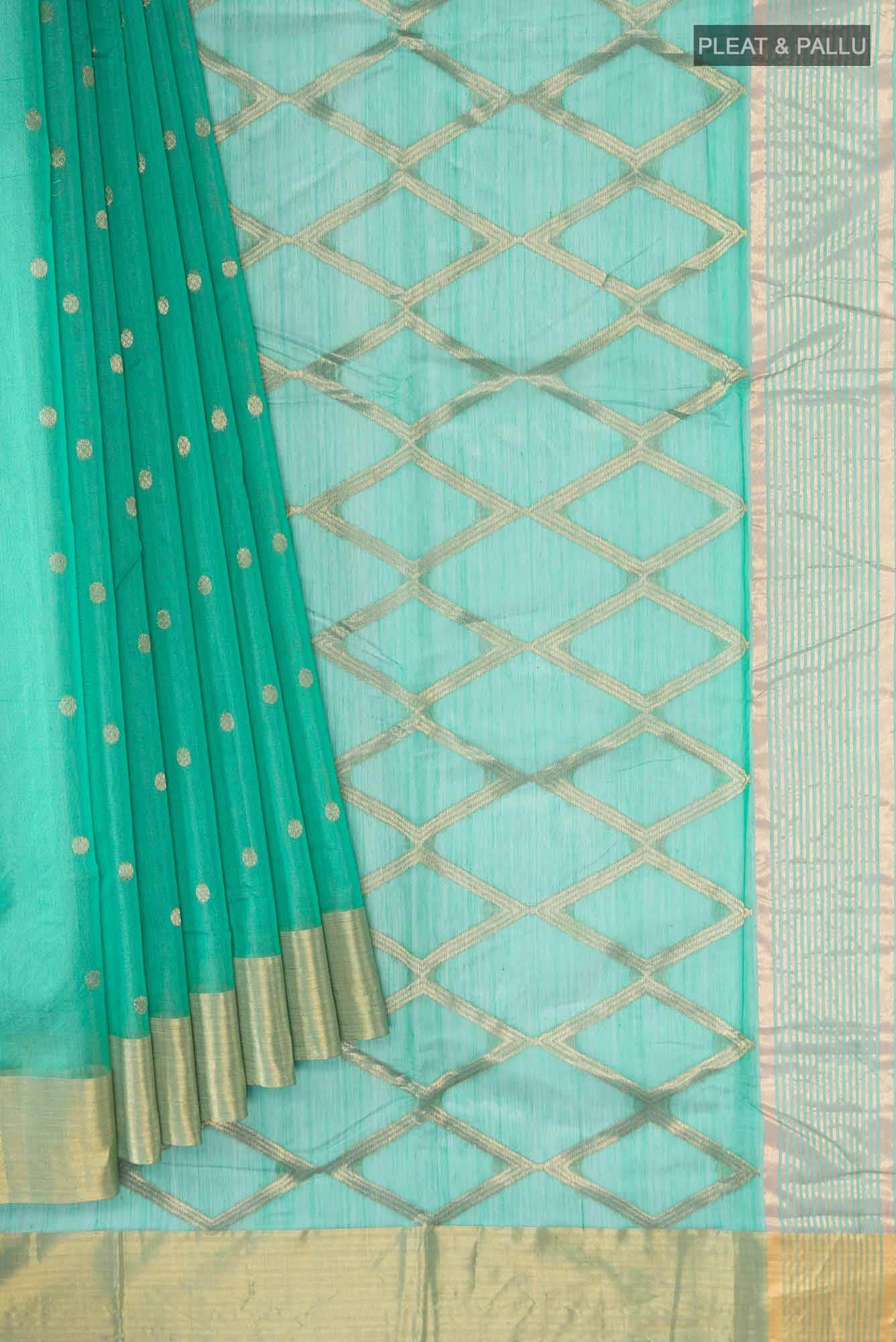Mint Green Chanderi Silk Cotton Saree