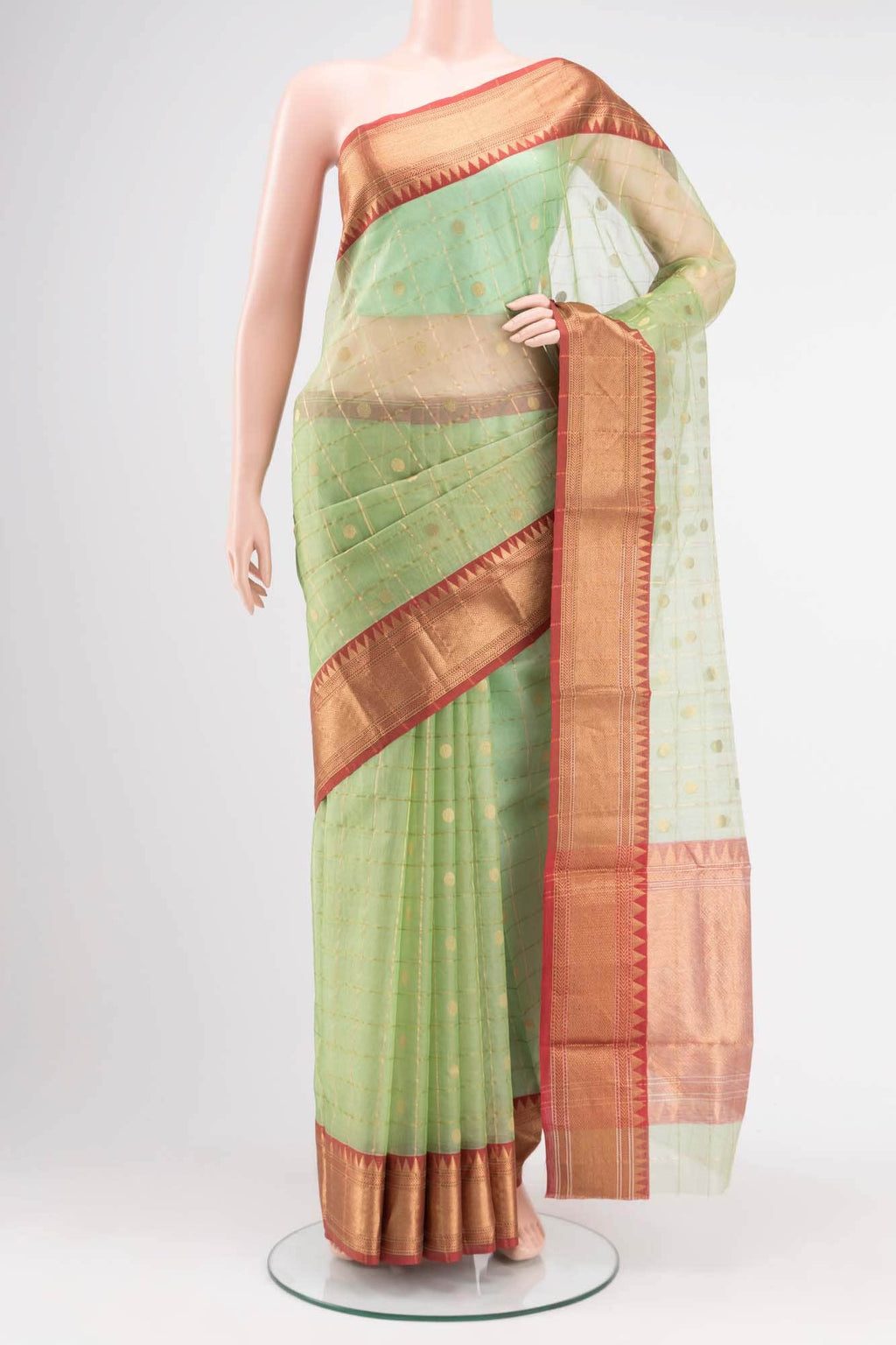 Sea Green Chanderi Silk Saree
