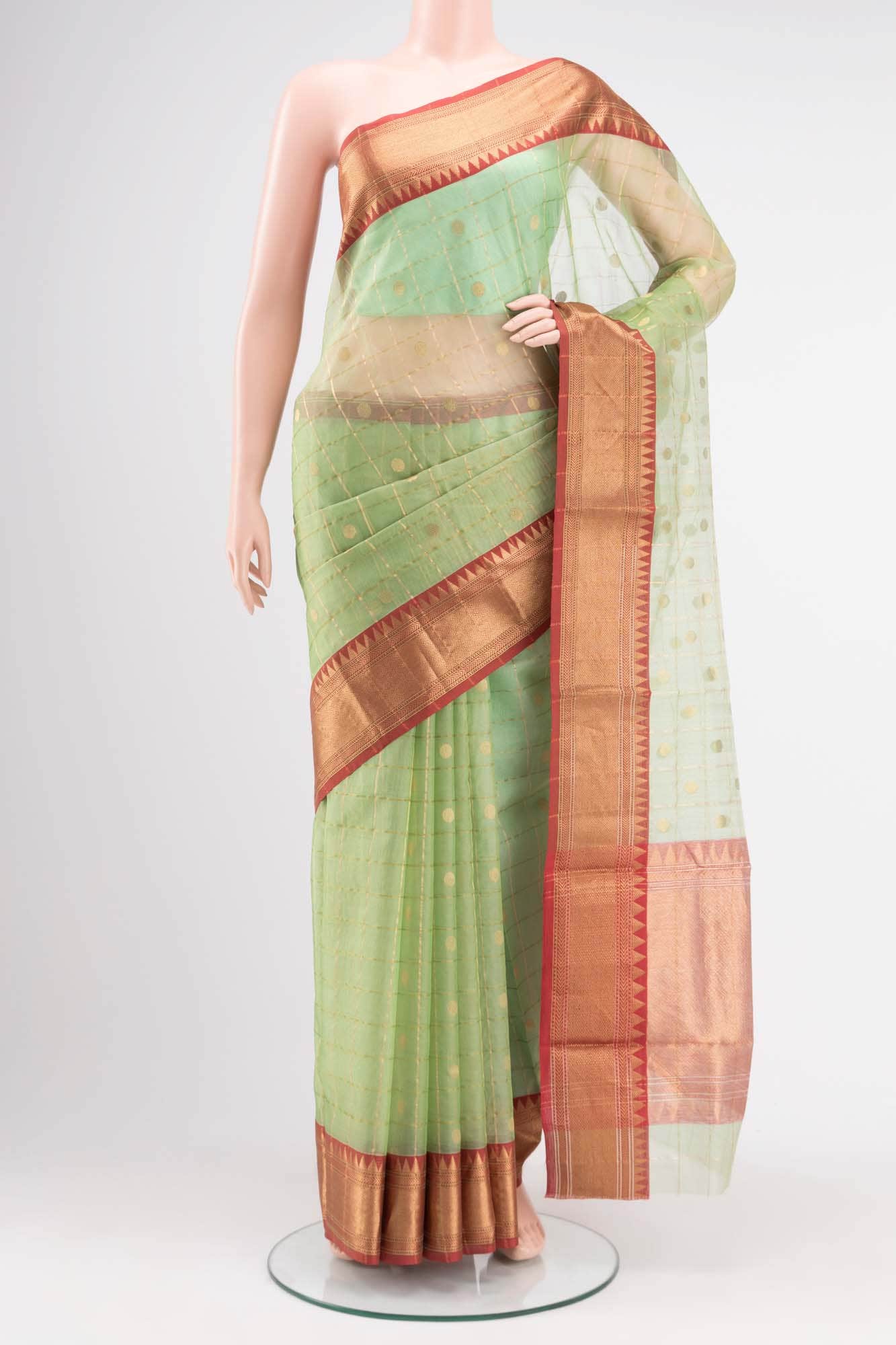 Sea Green Chanderi Silk Saree