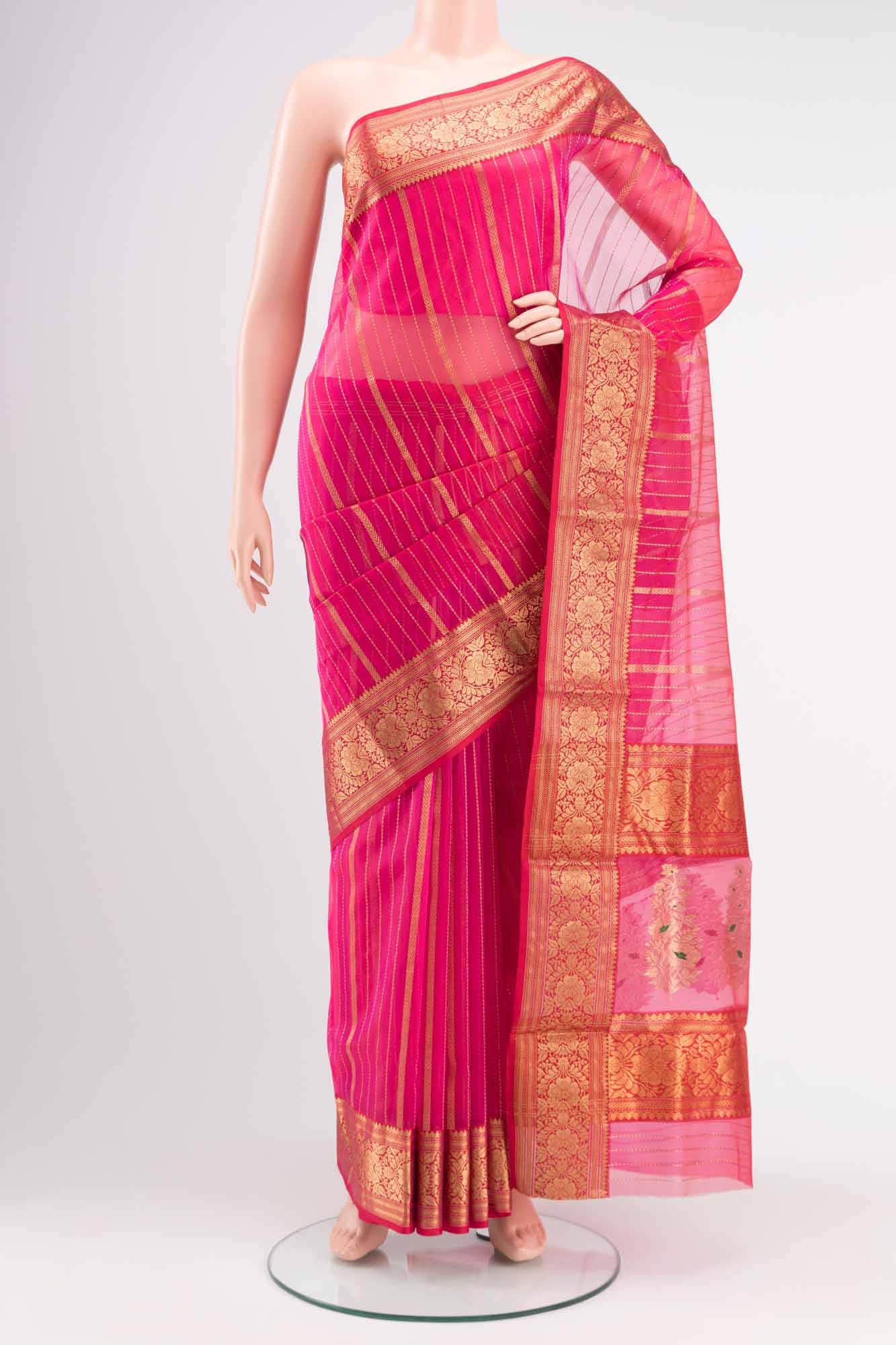 Pink Chanderi Silk Saree