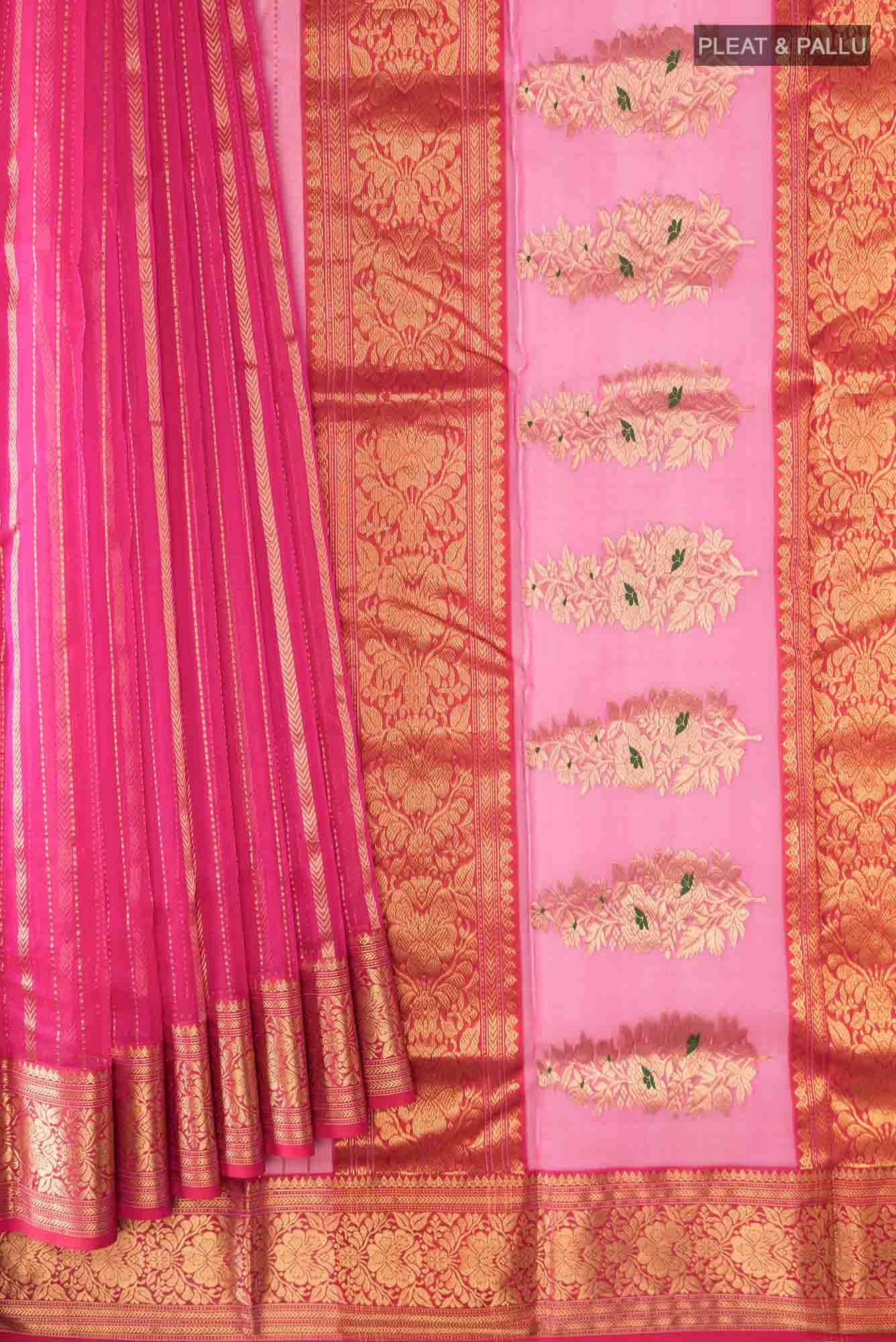 Pink Chanderi Silk Saree