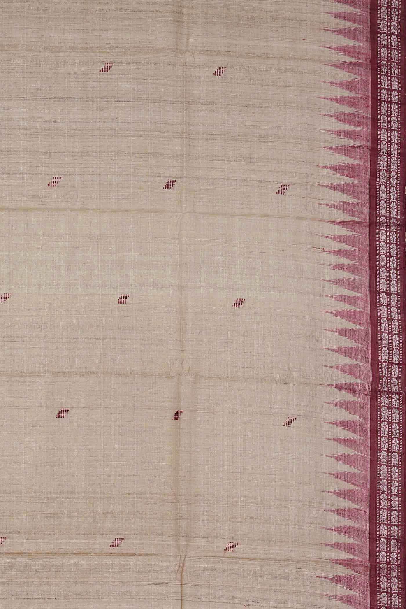 Beige Tussar Silk Saree