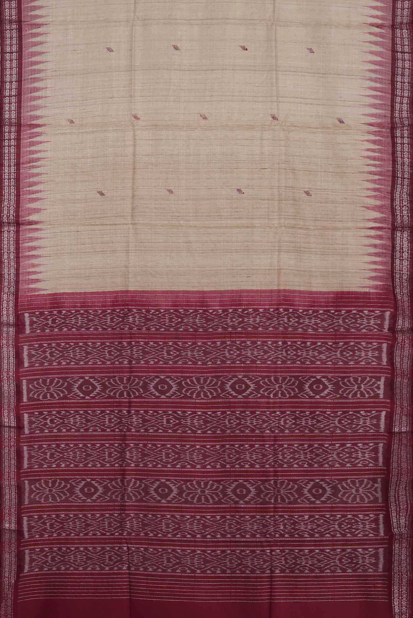 Beige Tussar Silk Saree