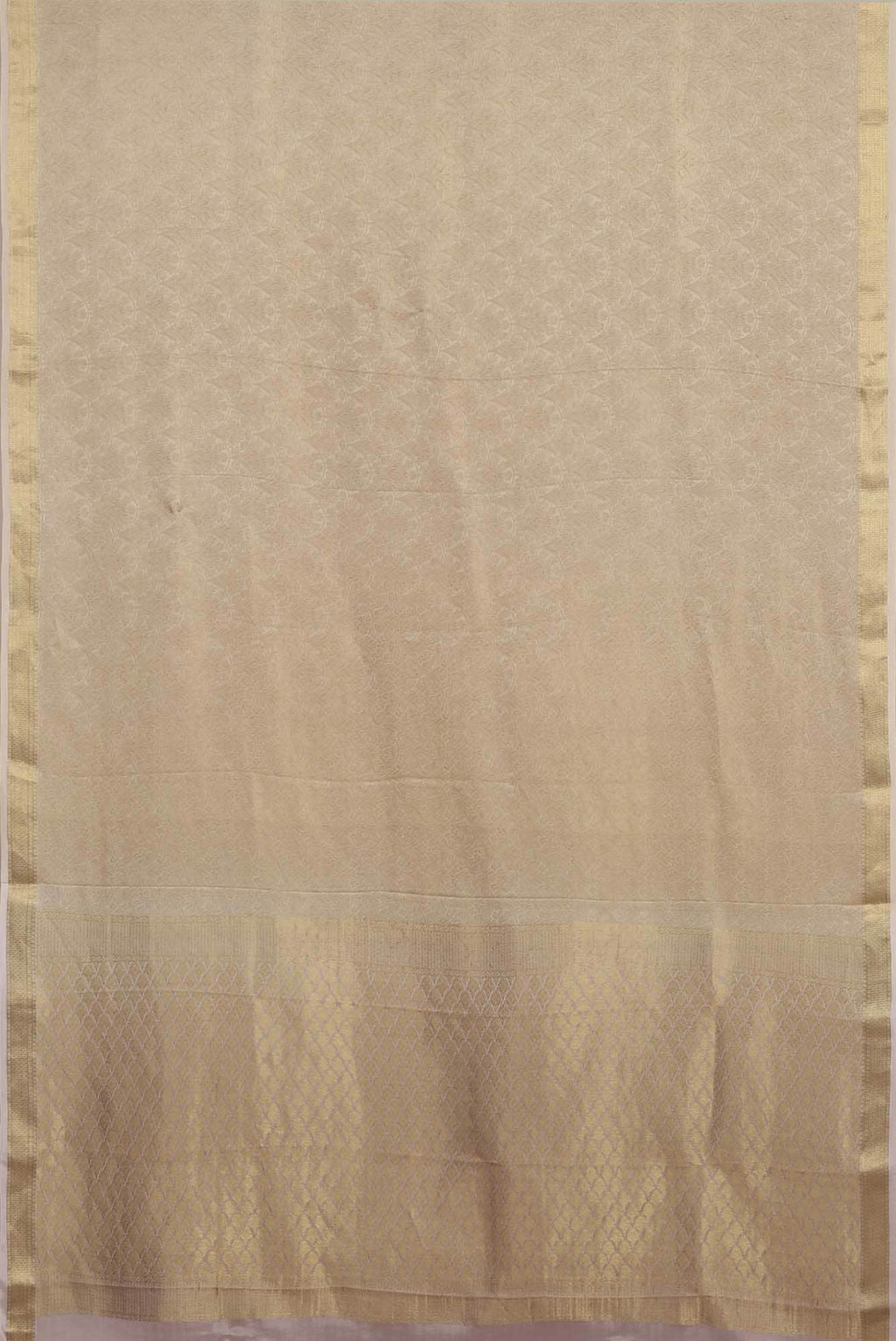 Beige Mysore Crepe Saree