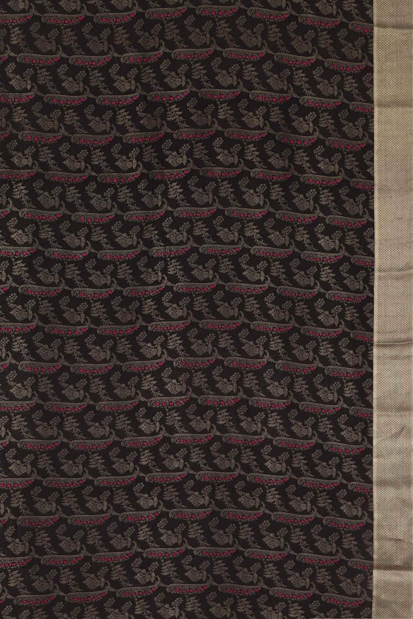 Black Mysore Crepe Saree